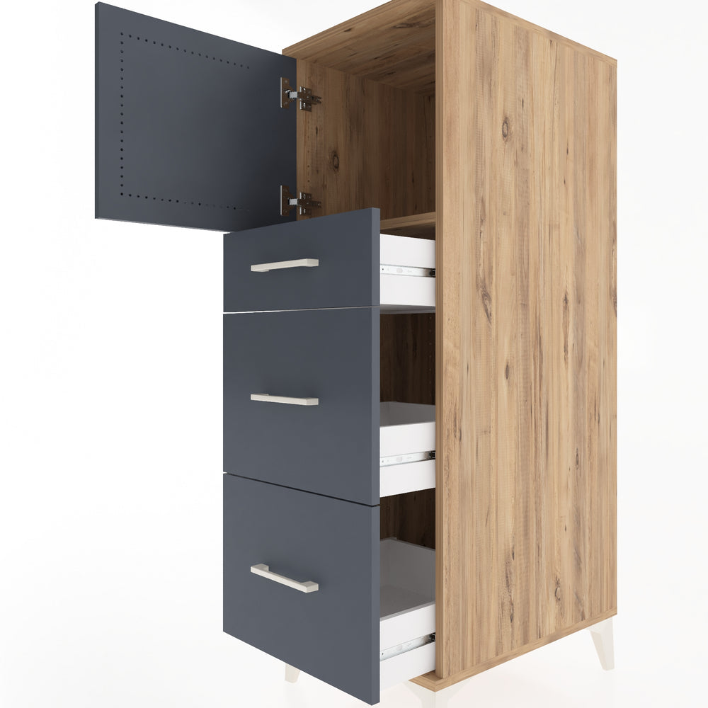 Woodntry Modular Cabinet Pine 44x59x122 cm with Doors and Drawers KC34-3