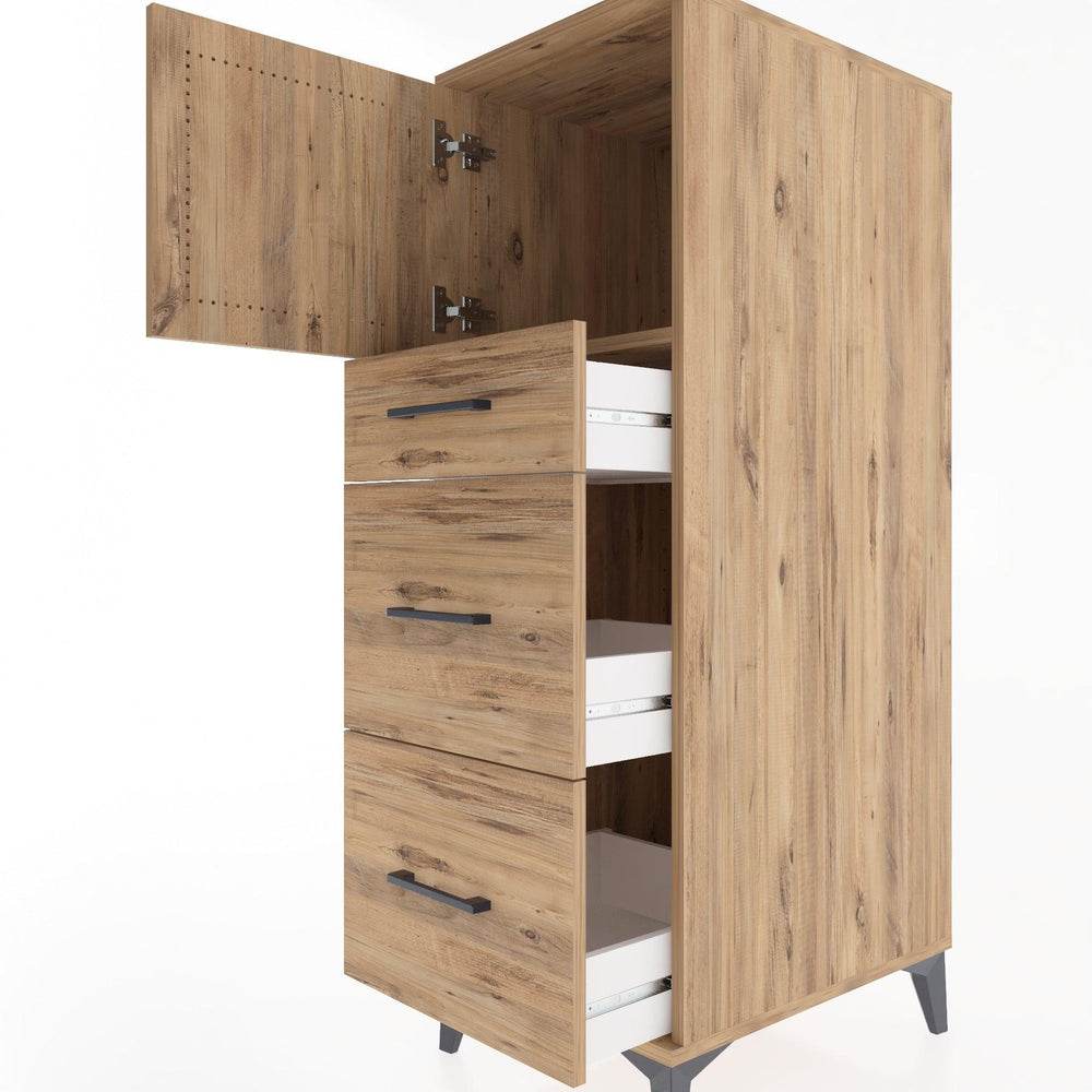 Woodntry Modular Cabinet Pine 44x30x122 cm with Doors and Drawers KC34-3