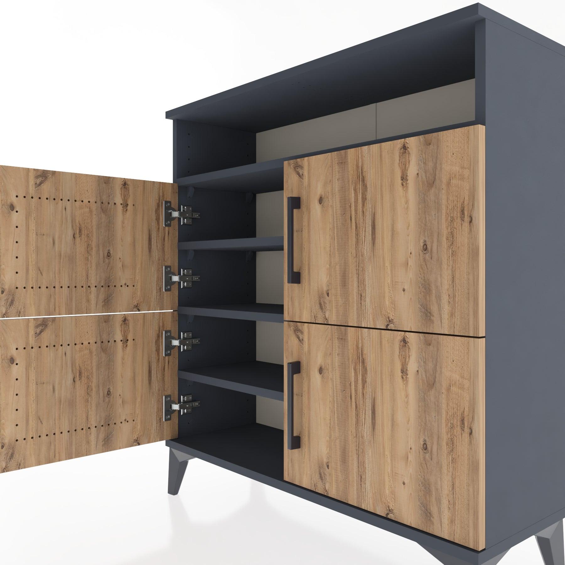 Woodntry Modular Dresser Anthracite 88x30x84 cm with Cover and Shelf KR35-2