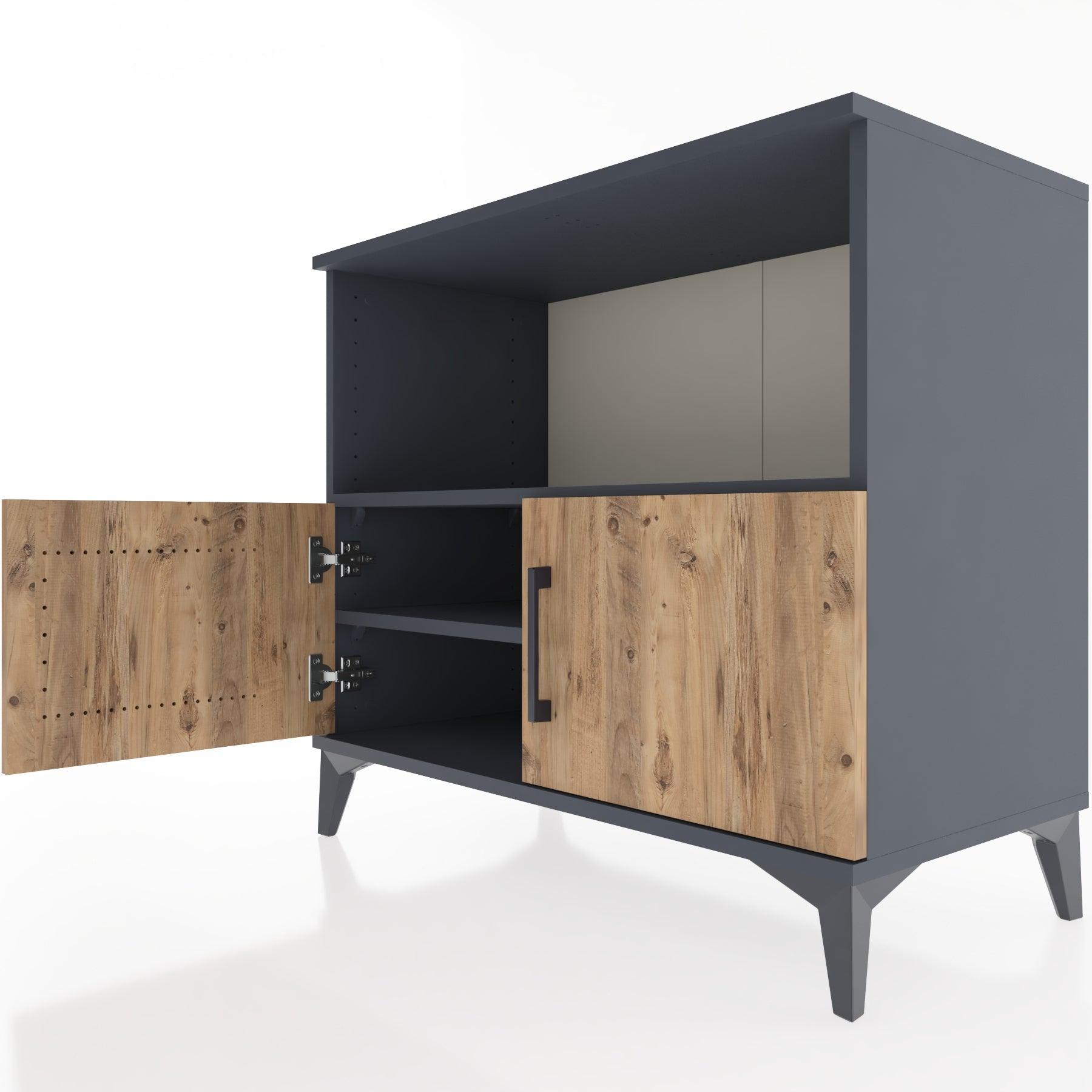 Woodntry Modüler Şifonyer Antrasit 88x44x68 cm Kapaklı ve Raflı KR35-2