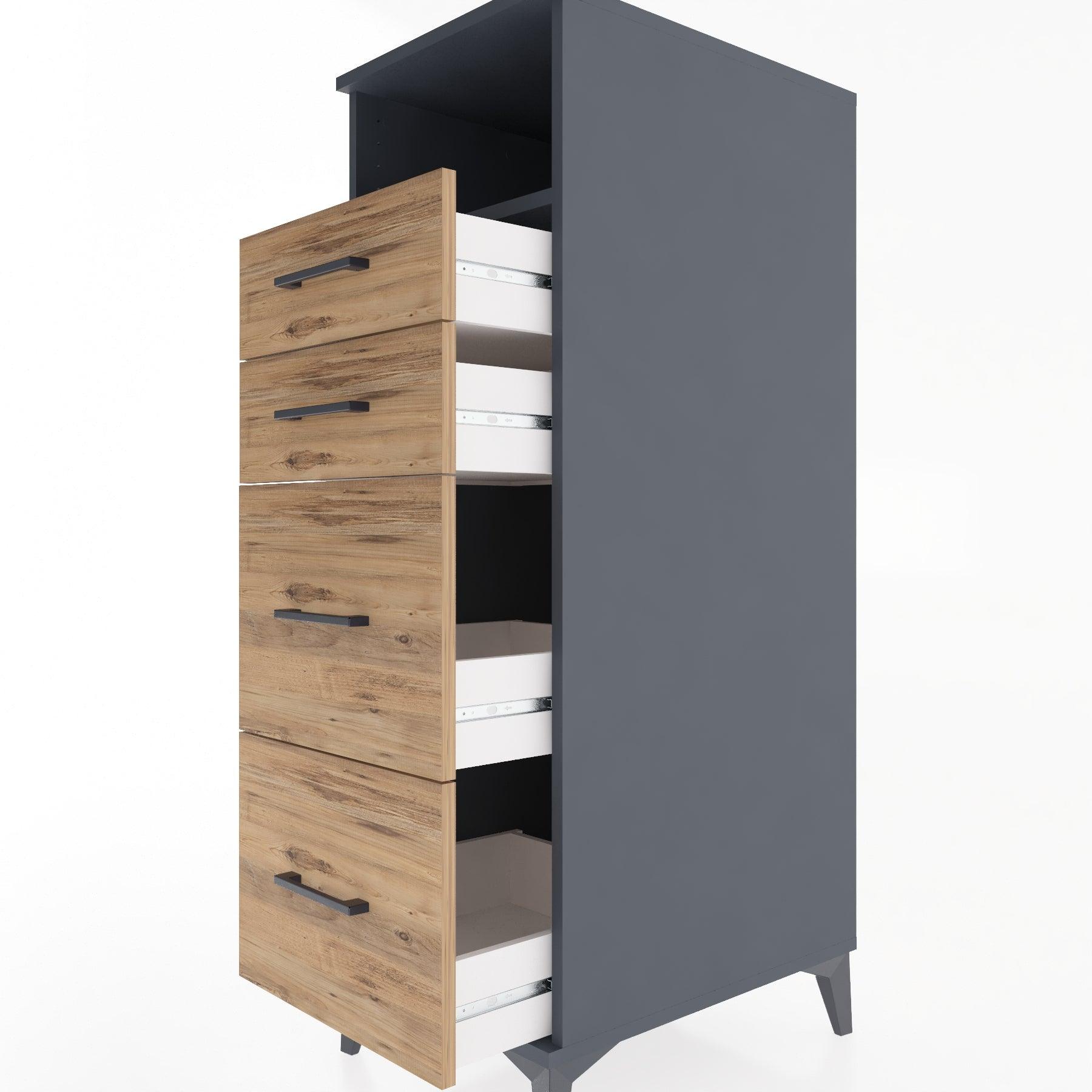 Woodntry Modular Cabinet Anthracite 44x30x122 cm with Drawers and Shelves CR35-2
