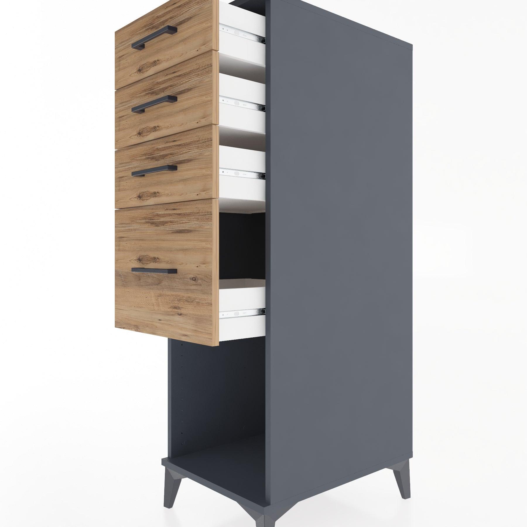 Woodntry Modular Cabinet Anthracite 44x30x122 cm with Drawers and Shelves CR85-2