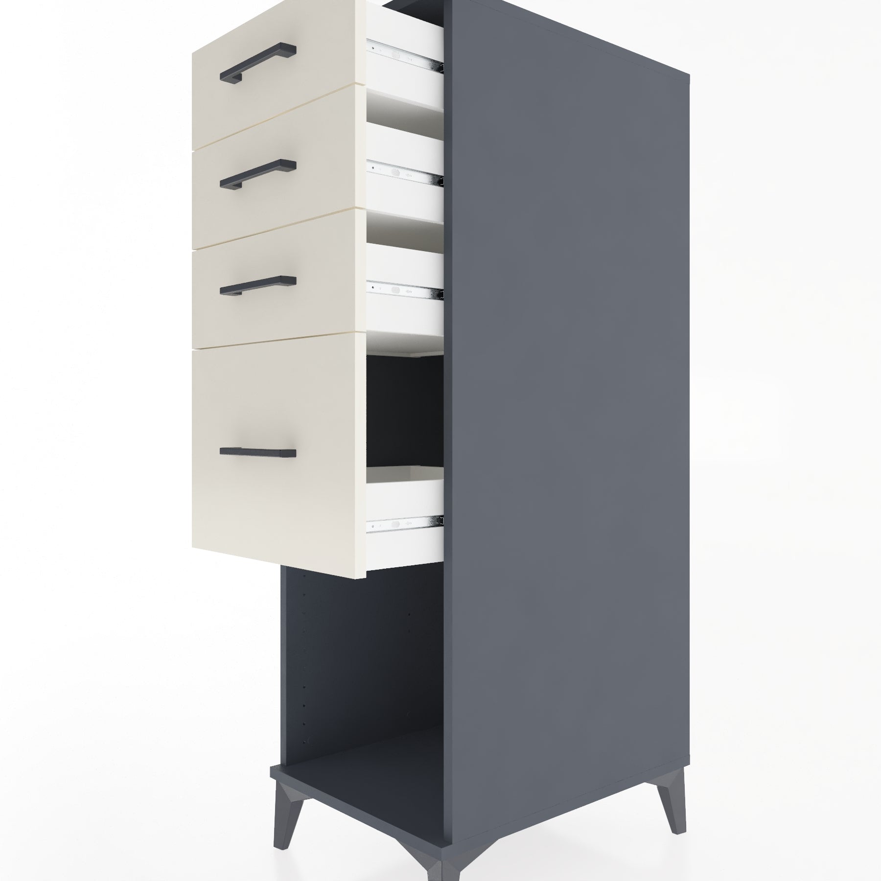 Woodntry Modüler Dolap Antrasit 44x59x122 cm Çekmeceli ve Raflı CR85-2