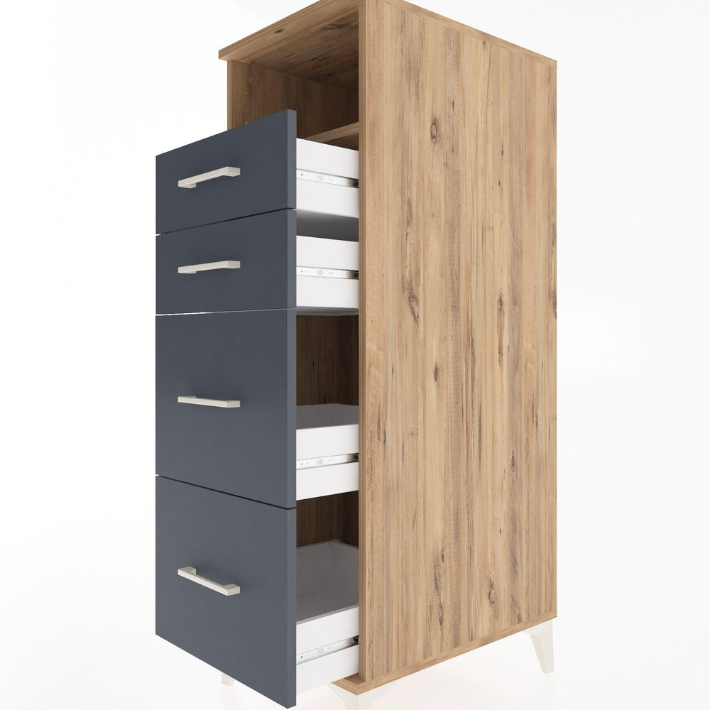 Woodntry Modüler Dolap Çam 44x30x122 cm Çekmeceli ve Raflı CR35-3