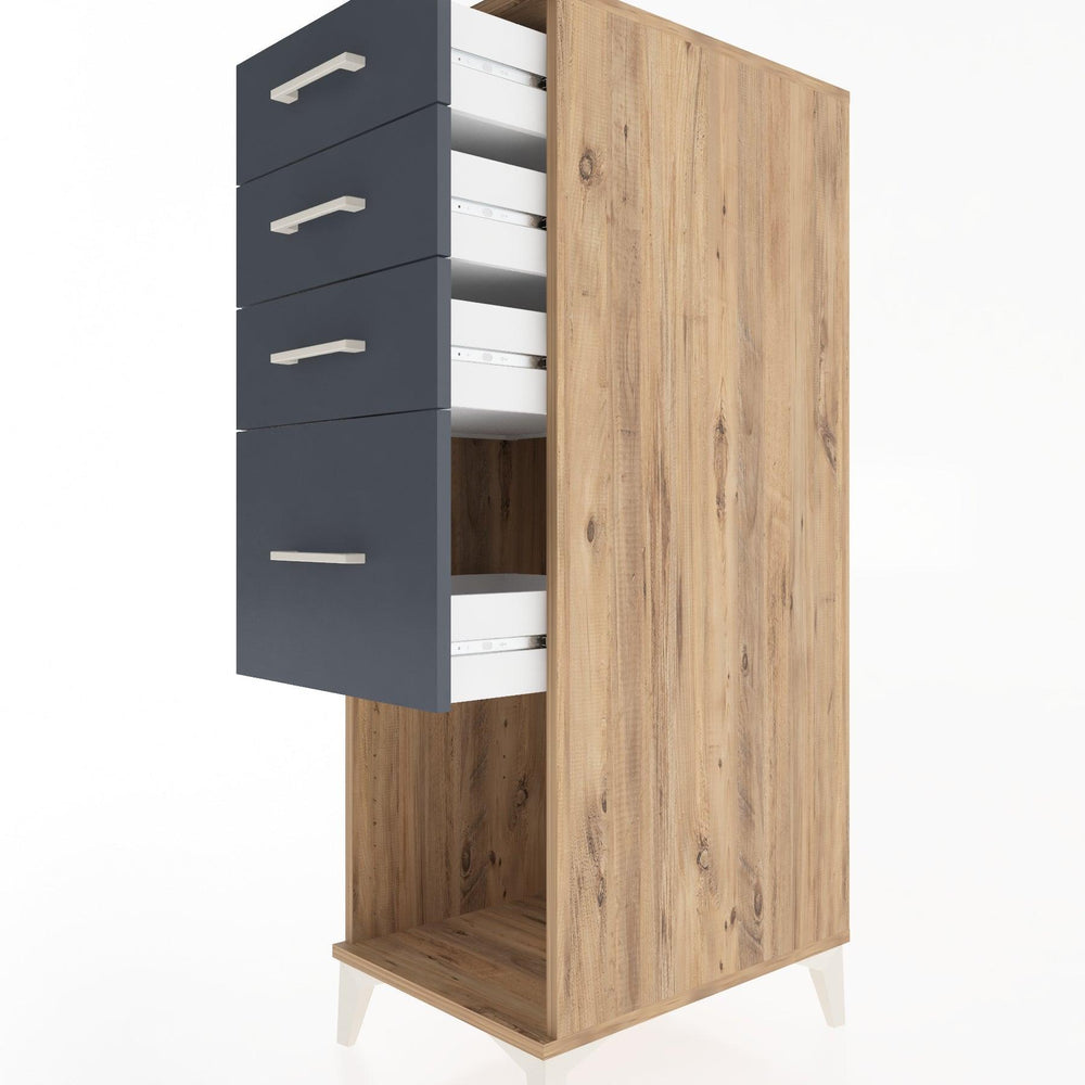 Woodntry Modüler Dolap Çam 44x30x122 cm Çekmeceli ve Raflı CR85-3