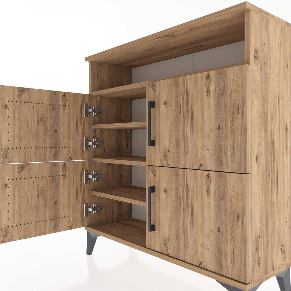 Woodntry Modüler Şifonyer Çam 88x30x84 cm Kapaklı ve Raflı KR35-3