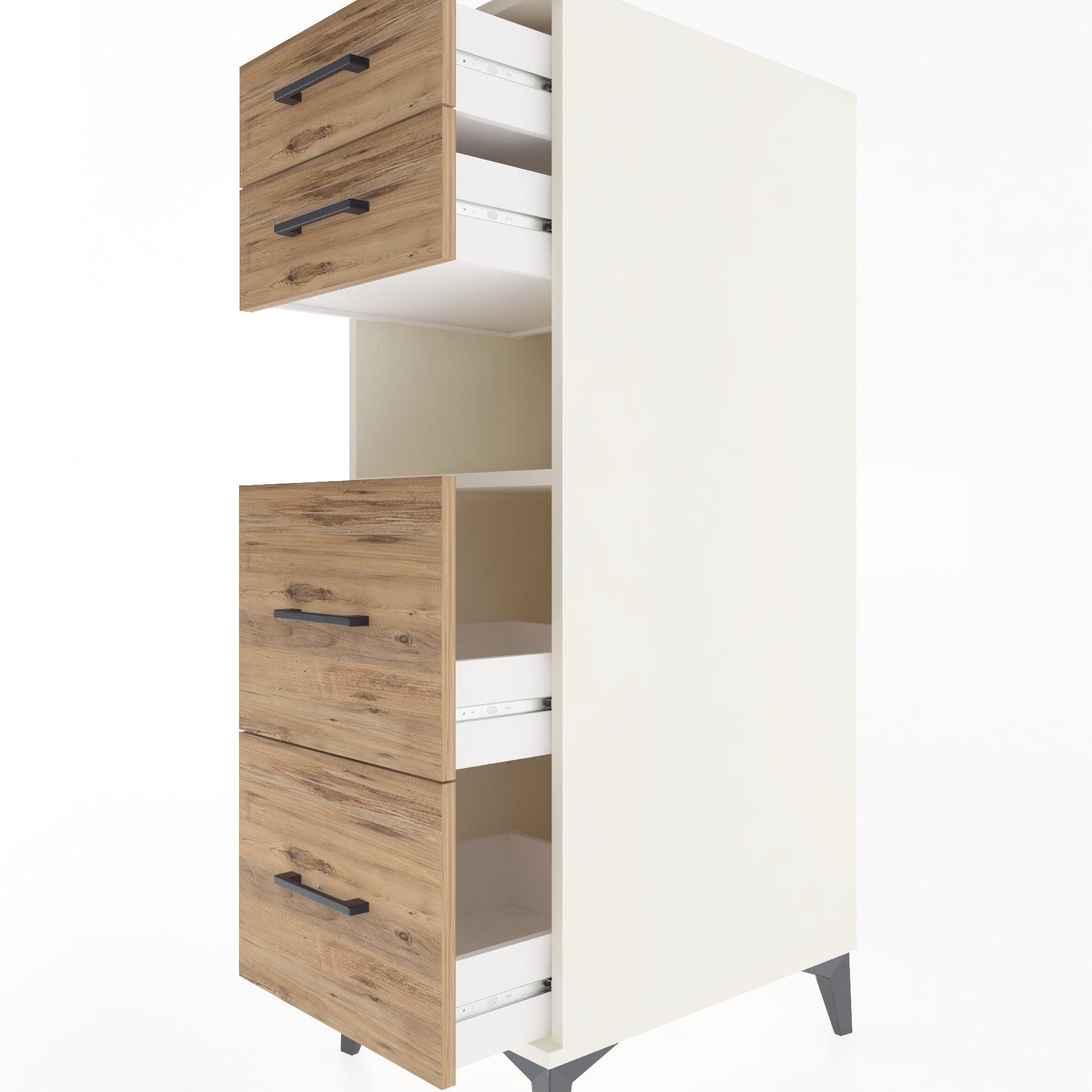 Woodntry Modular Cabinet Moonstone 44x30x122 cm with Drawers and Shelves CR36-1
