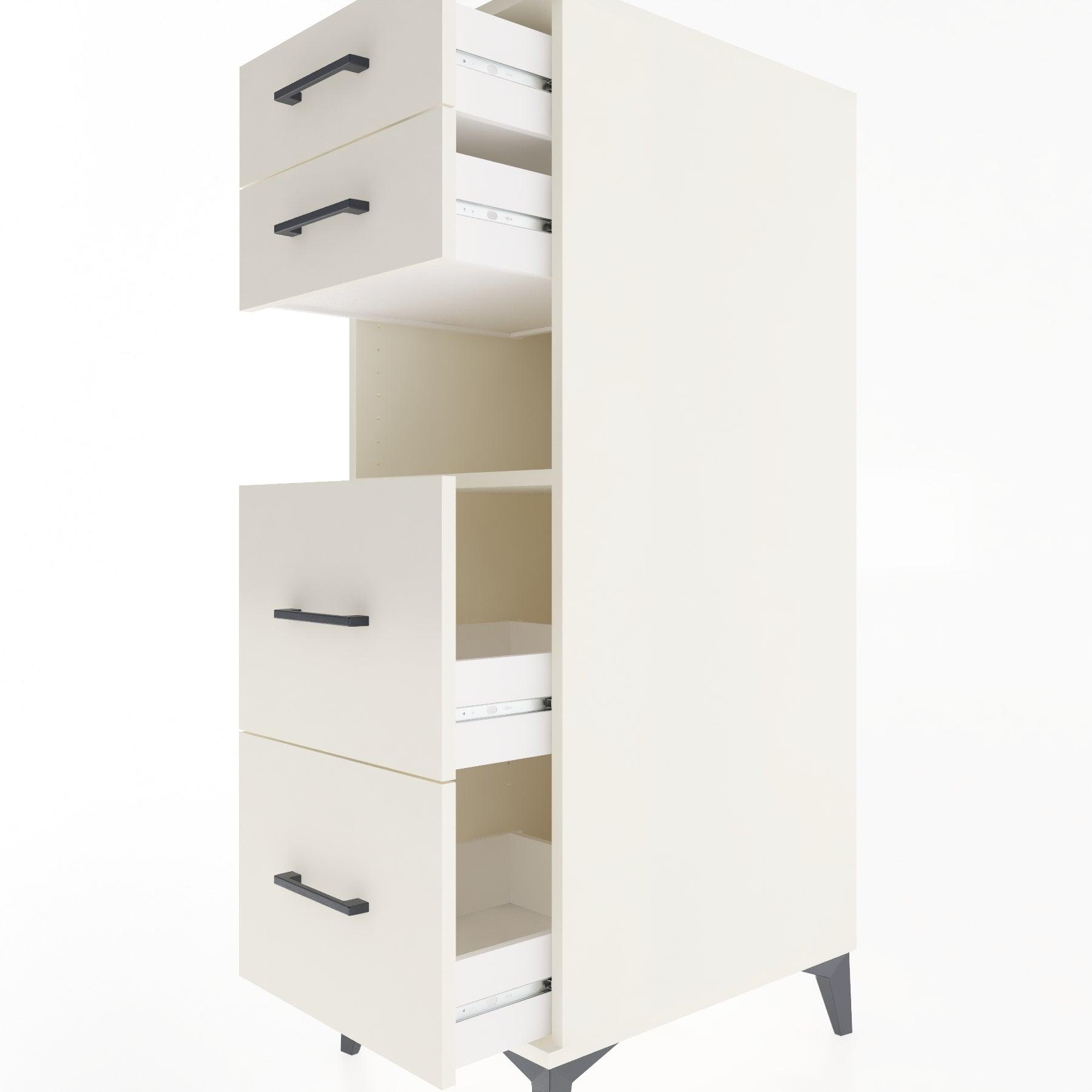 Woodntry Modular Cabinet Moonstone 44x30x122 cm with Drawers and Shelves CR36-1