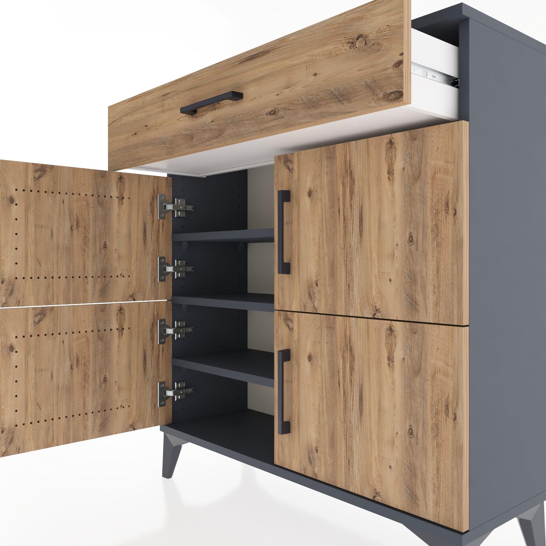 Woodntry Modular Dresser Anthracite 88x30x84 cm with Cover and Drawer KC36-2