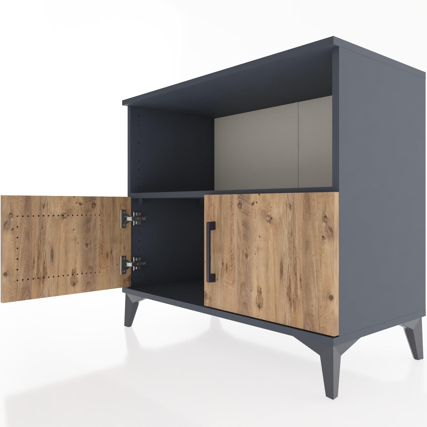 Woodntry Modüler Şifonyer Antrasit 88x44x68 cm Kapaklı ve Raflı KR36-2