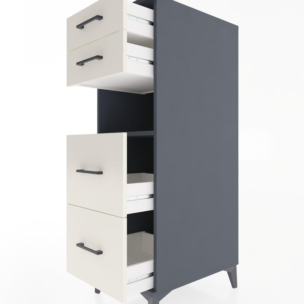 Woodntry Modular Cabinet Anthracite 44x30x122 cm with Drawers and Shelves CR36-2