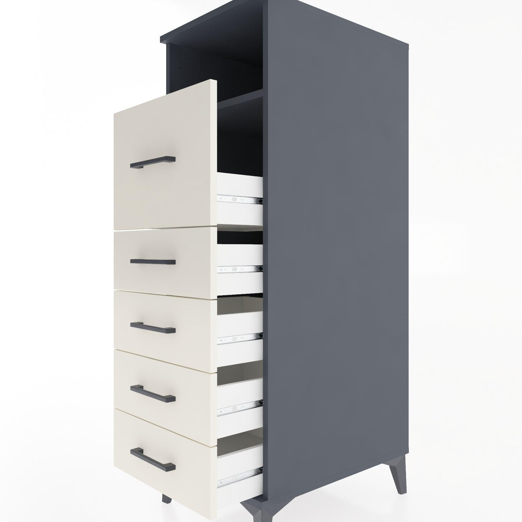 Woodntry Modular Cabinet Anthracite 44x30x122 cm with Drawers and Shelves CR86-2