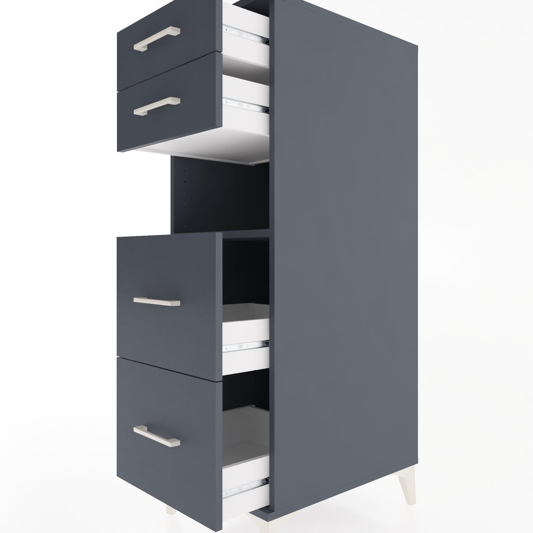 Woodntry Modular Cabinet Anthracite 44x30x122 cm with Drawers and Shelves CR36-2