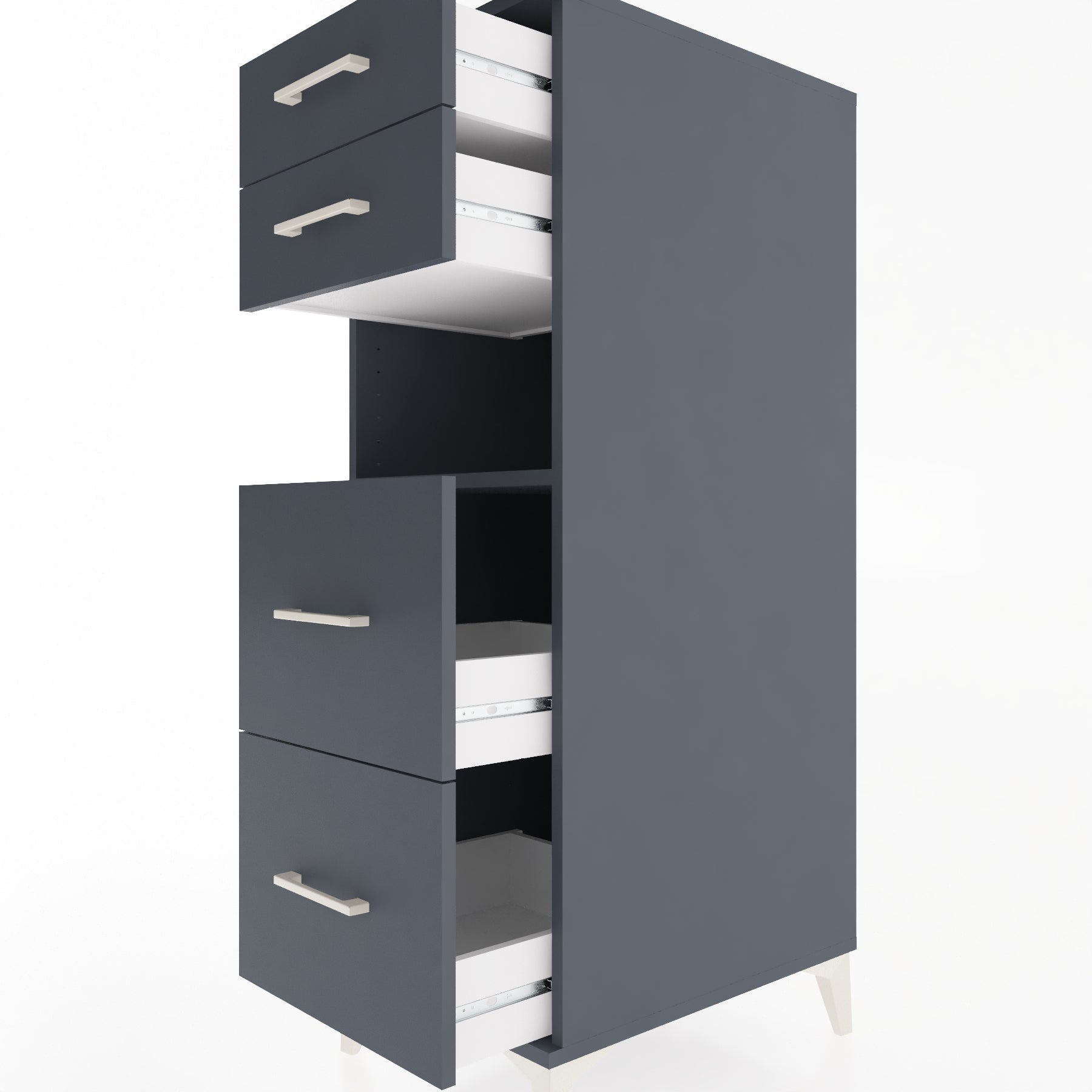Woodntry Modular Cabinet Anthracite 44x59x122 cm with Drawers and Shelves CR36-2