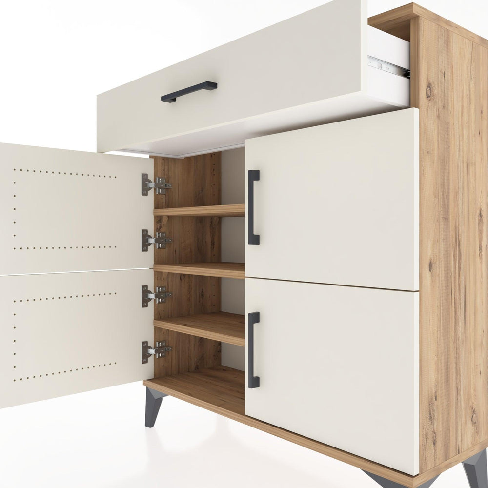 Woodntry Modüler Şifonyer Çam 88x30x84 cm Kapaklı ve Çekmeceli KC36-3