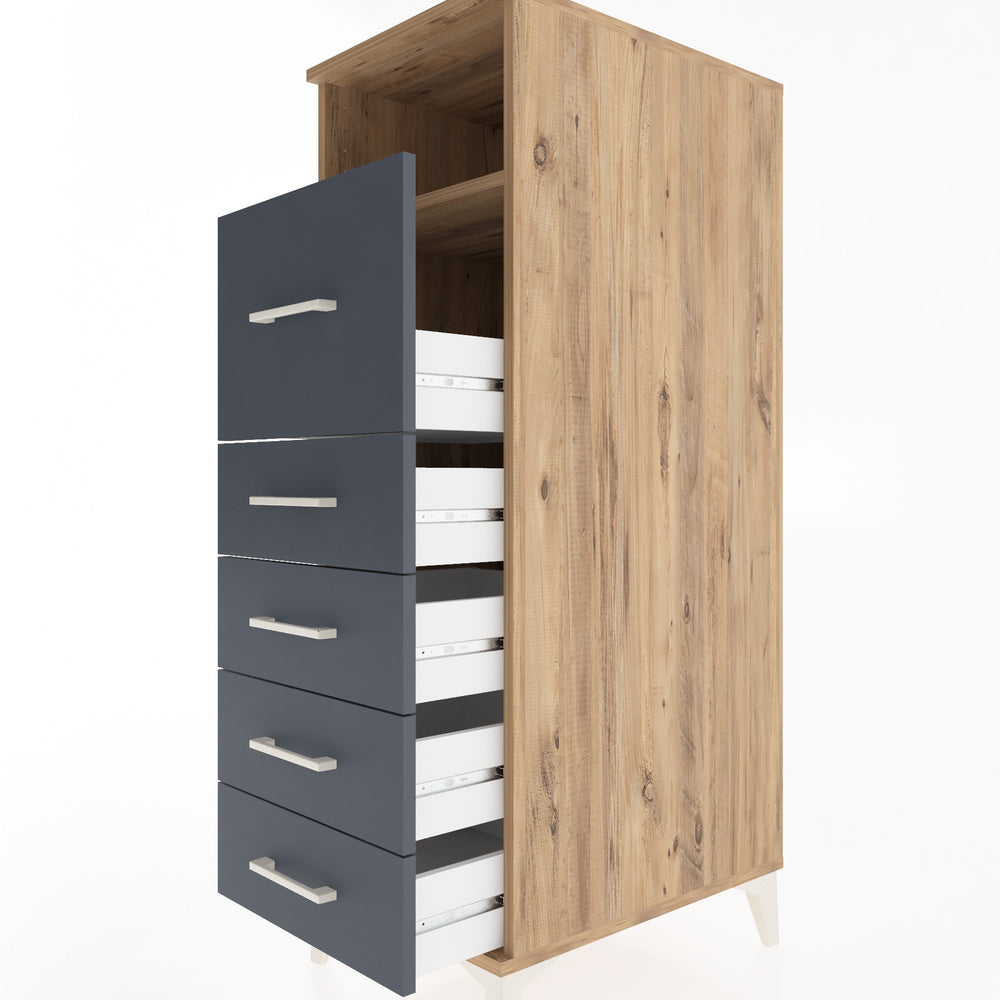 Woodntry Modular Cabinet Pine 44x59x122 cm with Drawers and Shelves CR86-3