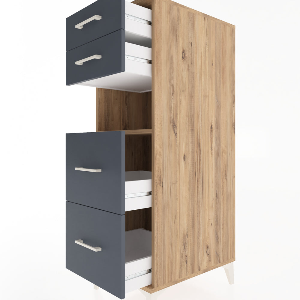 Woodntry Modular Cabinet Pine 44x59x122 cm with Drawers and Shelves CR36-3