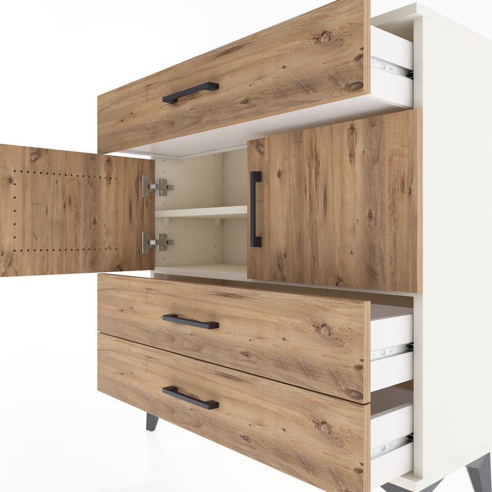 Woodntry Modüler Şifonyer Aytaşı 88x30x84 cm Kapaklı ve Çekmeceli KC37-1