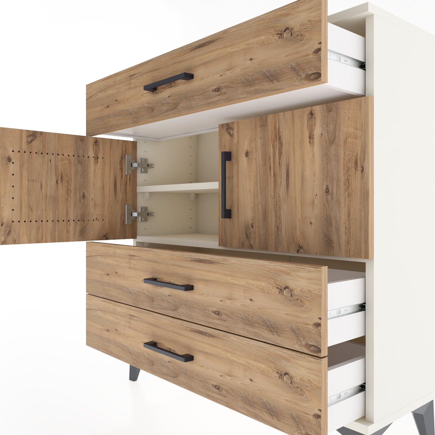 Woodntry Modular Dresser Moonstone 88x30x84 cm with Cover and Drawer KC37-1