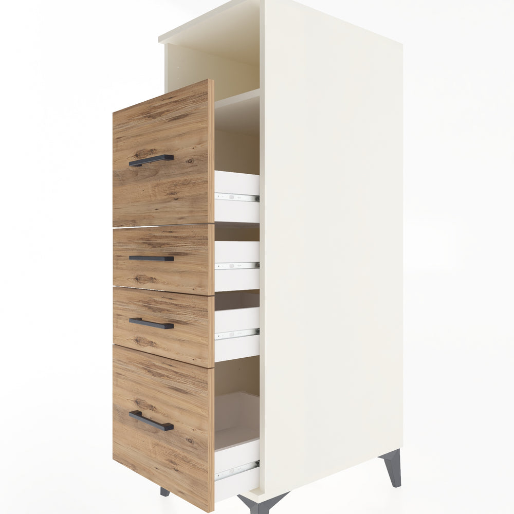 Woodntry Modüler Dolap Aytaşı 44x59x122 cm Çekmeceli ve Raflı CR37-1