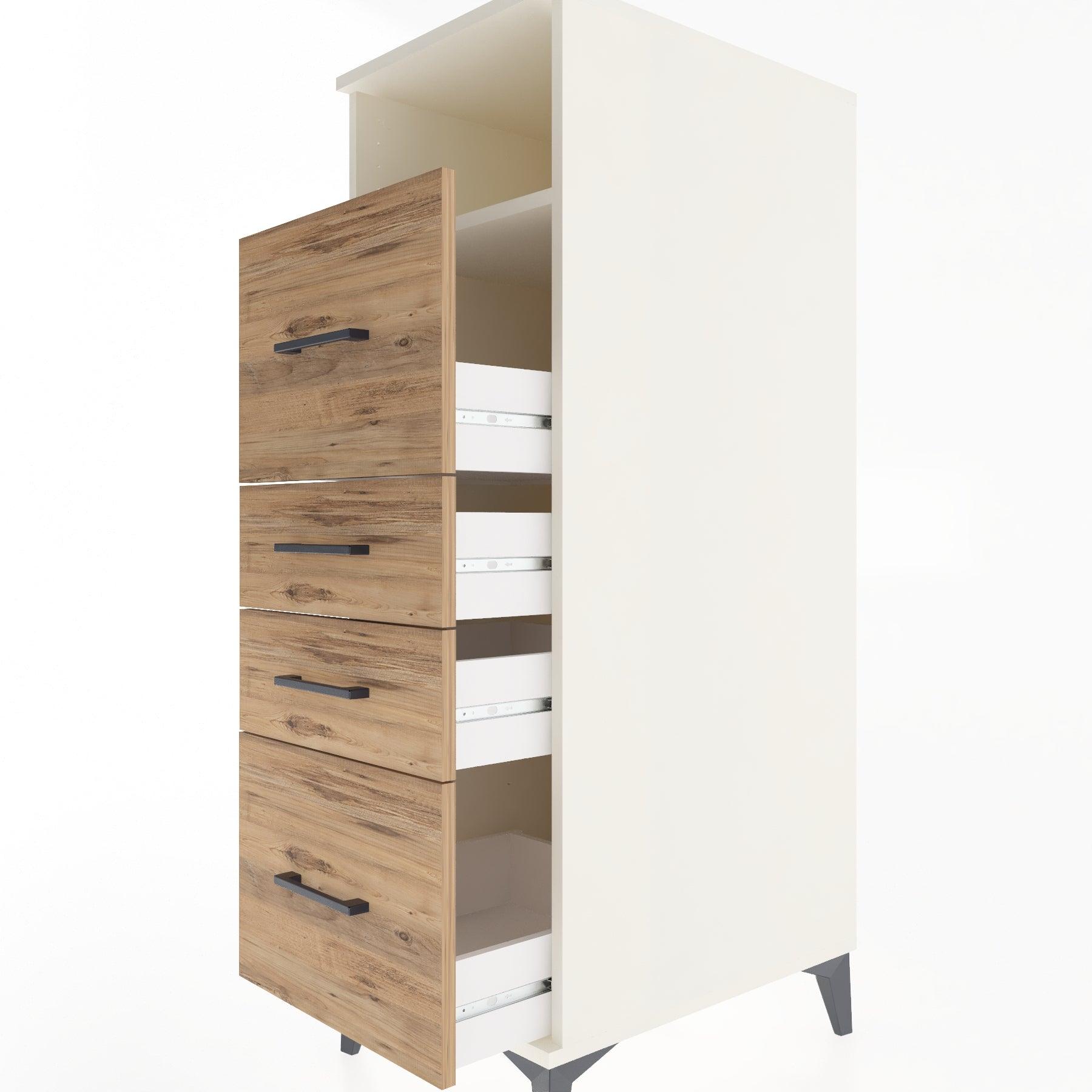 Woodntry Modular Cabinet Moonstone 44x30x122 cm with Drawers and Shelves CR37-1