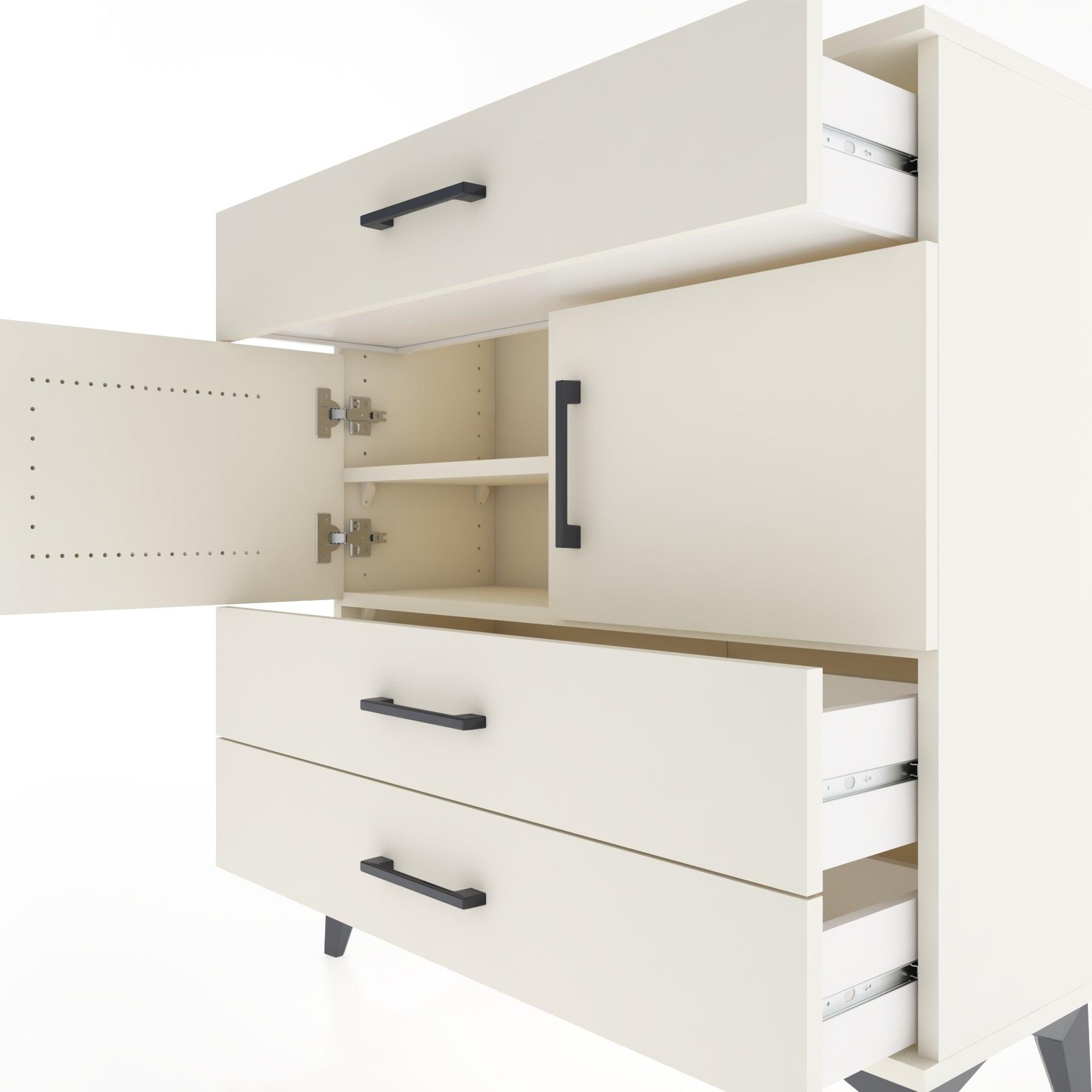 Woodntry Modular Dresser Moonstone 88x30x84 cm with Cover and Drawer KC37-1