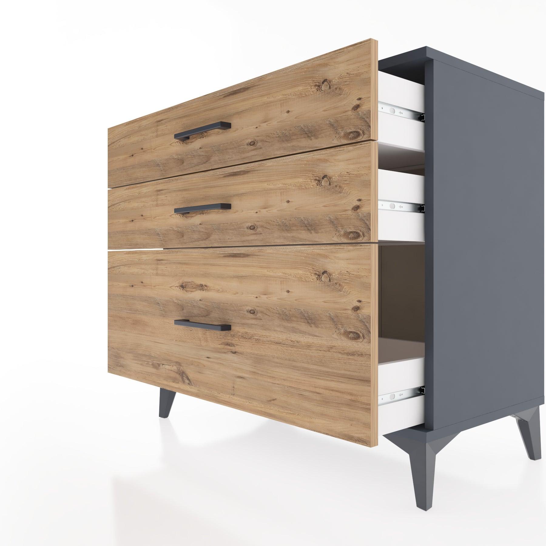Woodntry Modüler Şifonyer Antrasit 88x44x68 cm Çekmeceli C37-2