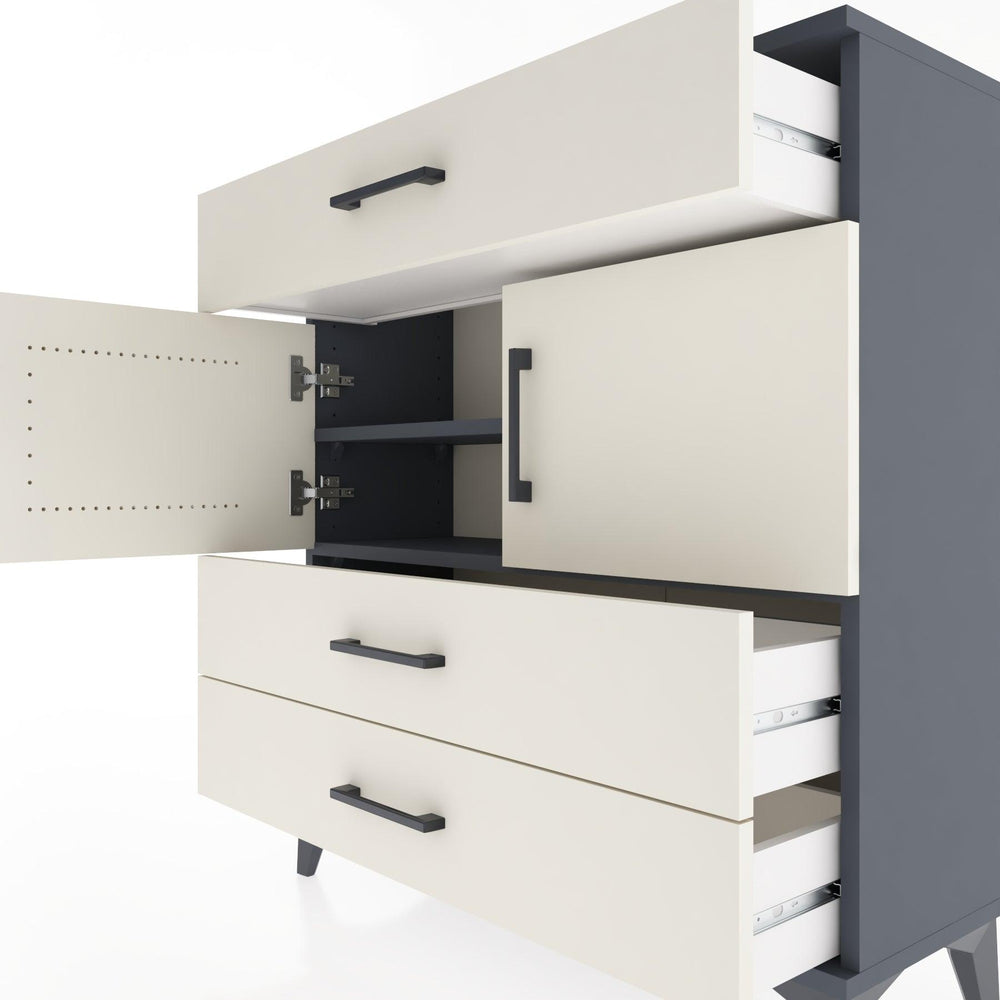 Woodntry Modüler Şifonyer Antrasit 88x30x84 cm Kapaklı ve Çekmeceli KC37-2