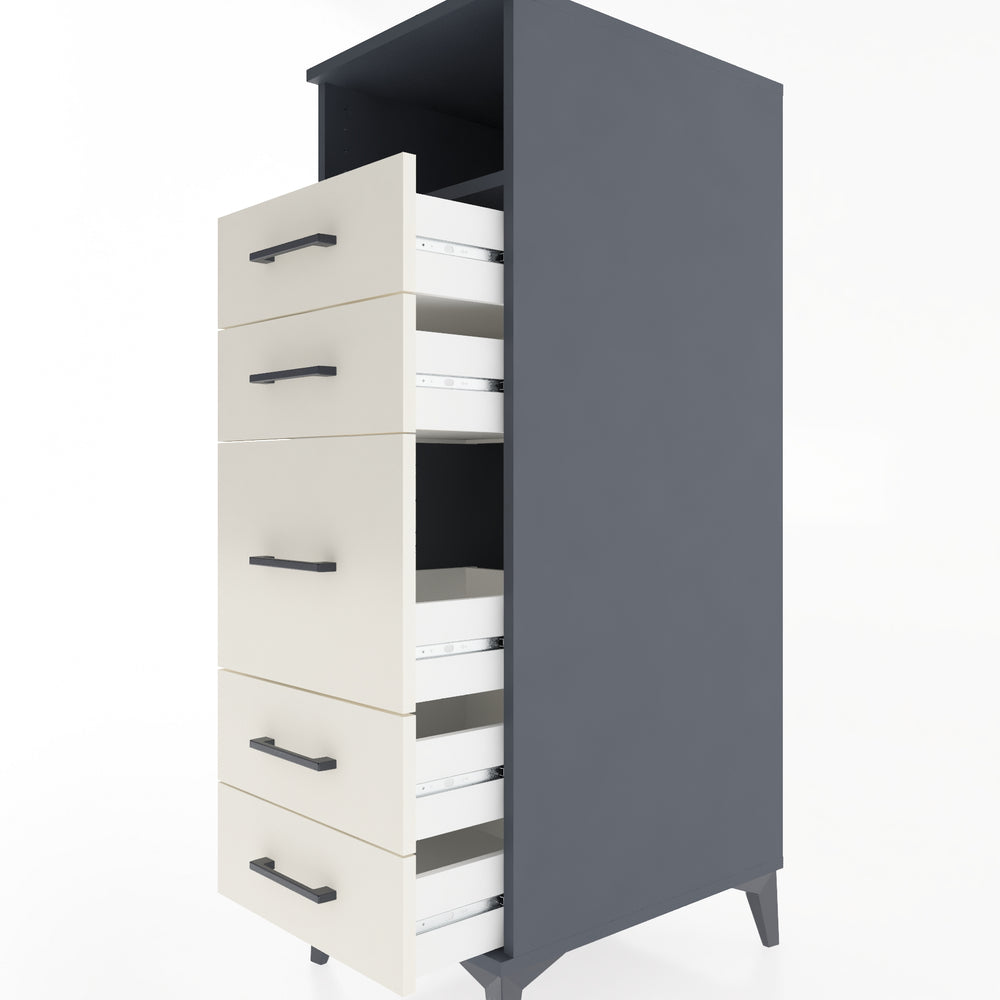 Woodntry Modular Cabinet Anthracite 44x59x122 cm with Drawers and Shelves CR87-2