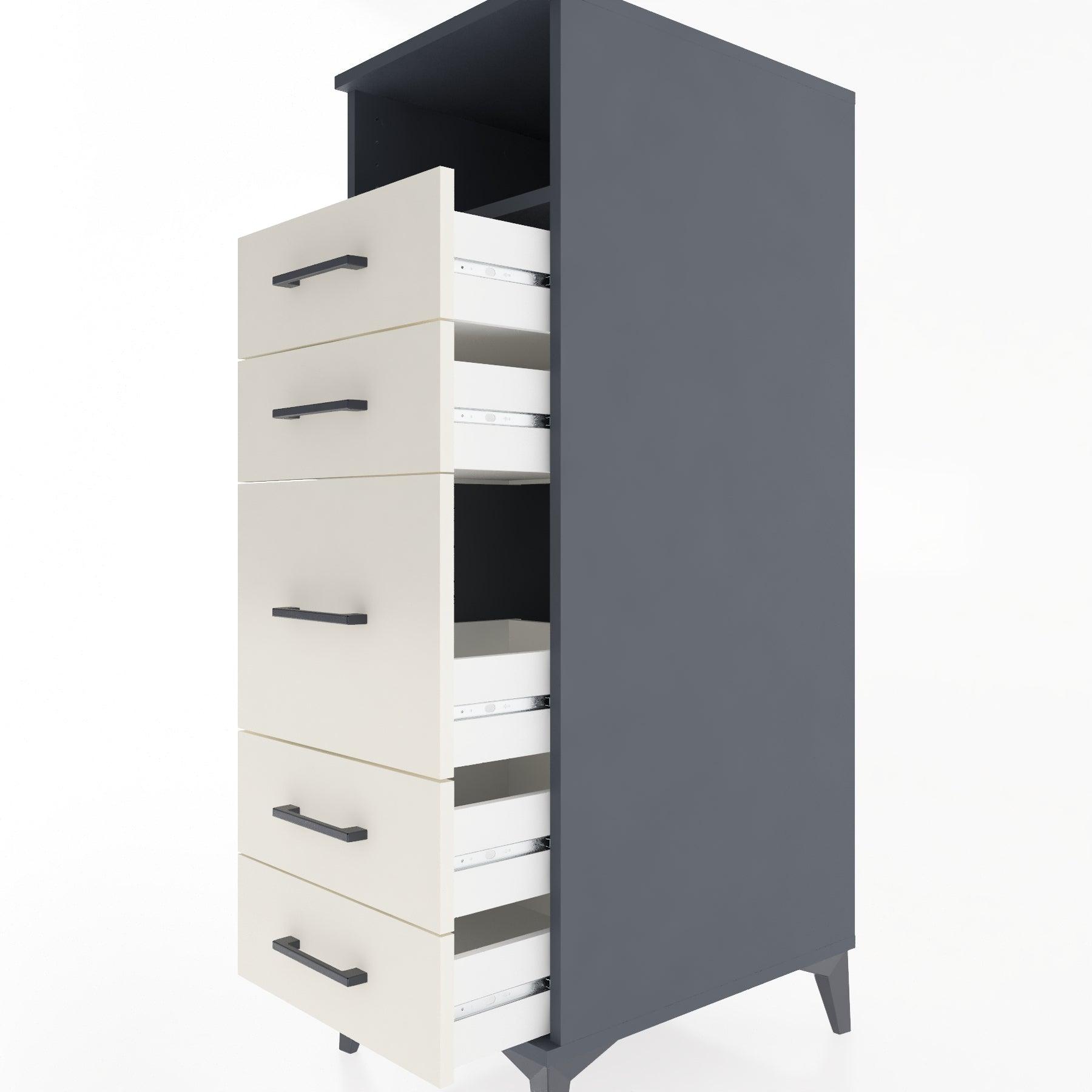 Woodntry Modular Cabinet Anthracite 44x30x122 cm with Drawers and Shelves CR87-2