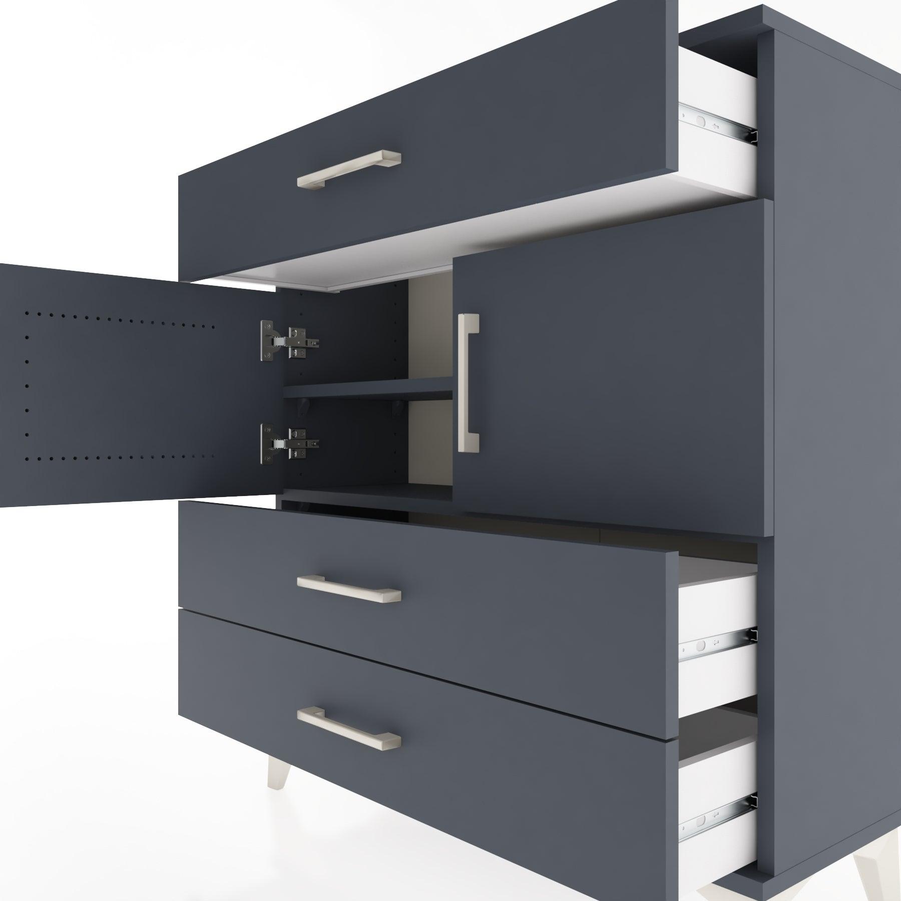 Woodntry Modular Dresser Anthracite 88x30x84 cm with Cover and Drawer KC37-2