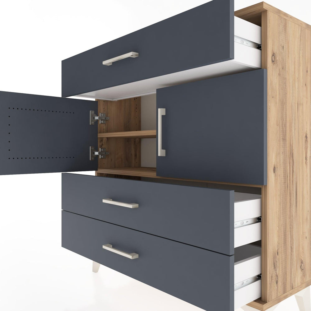 Woodntry Modüler Şifonyer Çam 88x30x84 cm Kapaklı ve Çekmeceli KC37-3