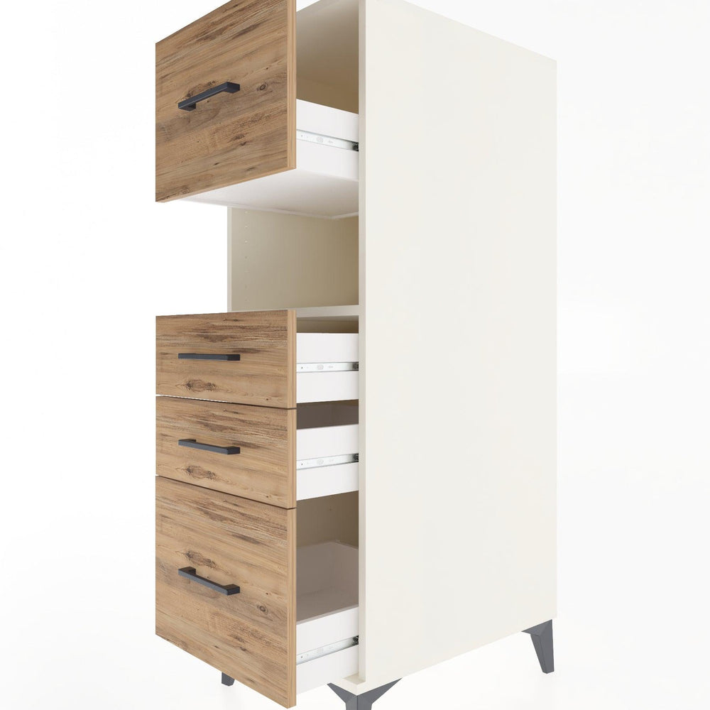 Woodntry Modüler Dolap Aytaşı 44x30x122 cm Çekmeceli ve Raflı CR38-1