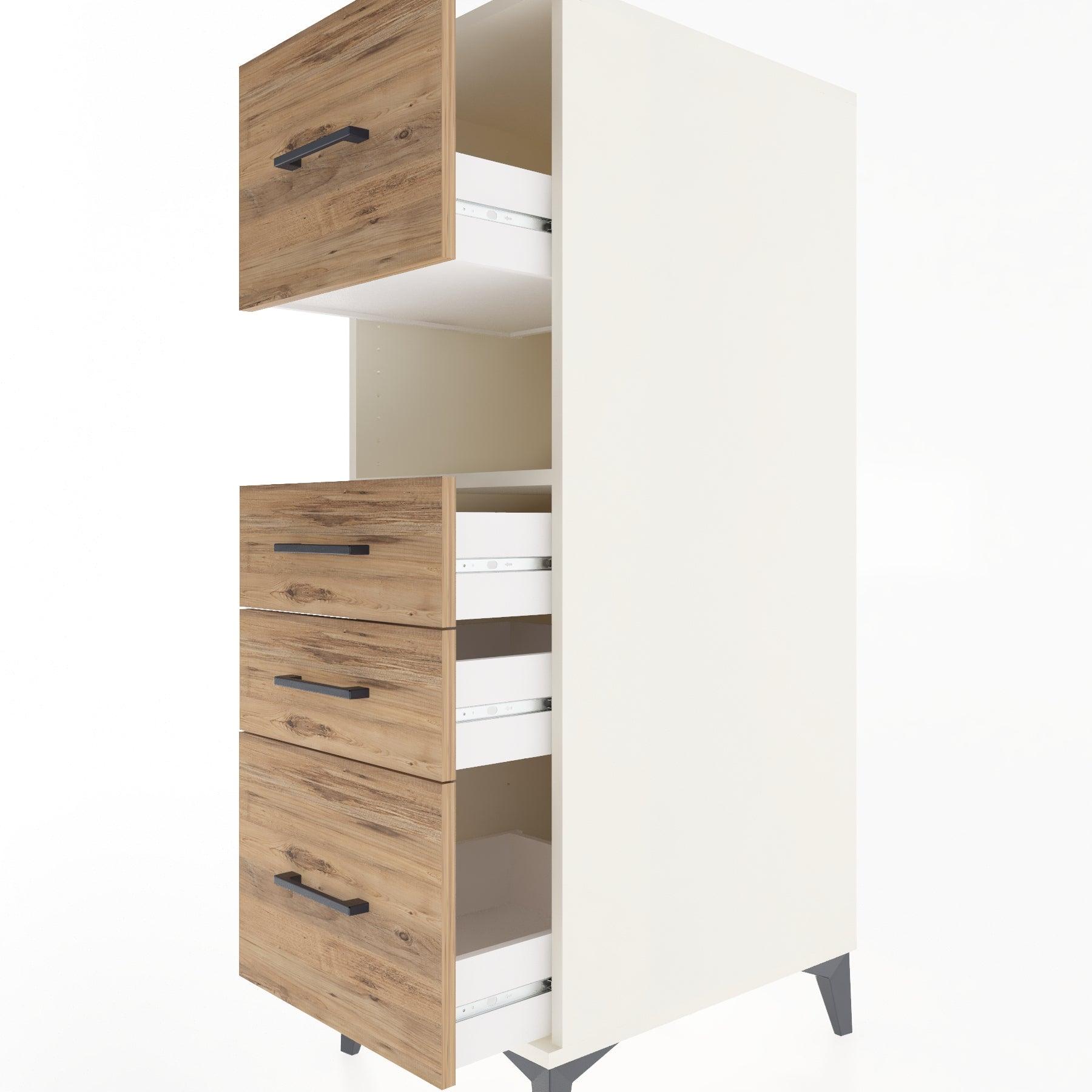 Woodntry Modular Cabinet Moonstone 44x30x122 cm with Drawers and Shelves CR38-1