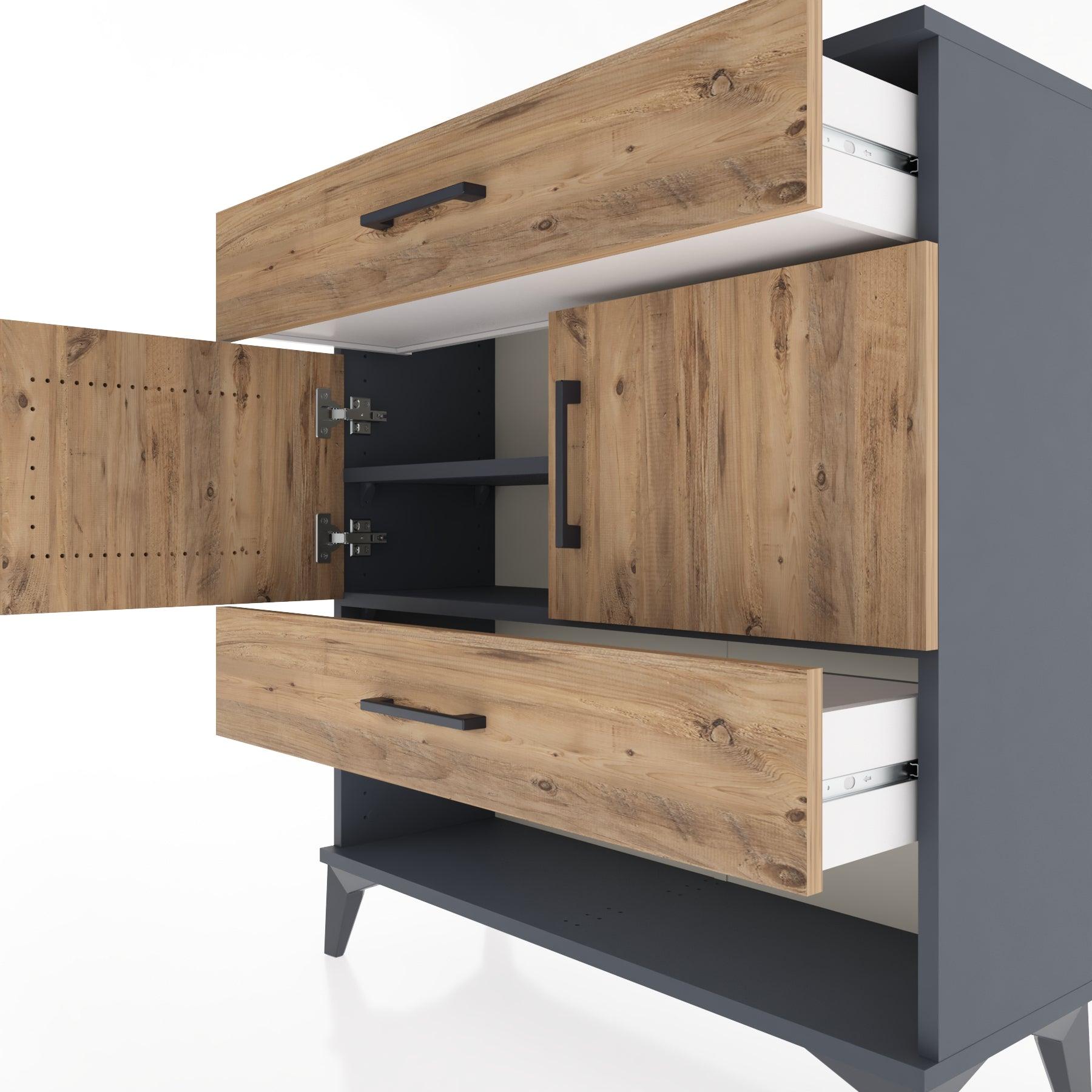 Woodntry Modular Dresser Anthracite 88x30x84 cm Functional F38-2