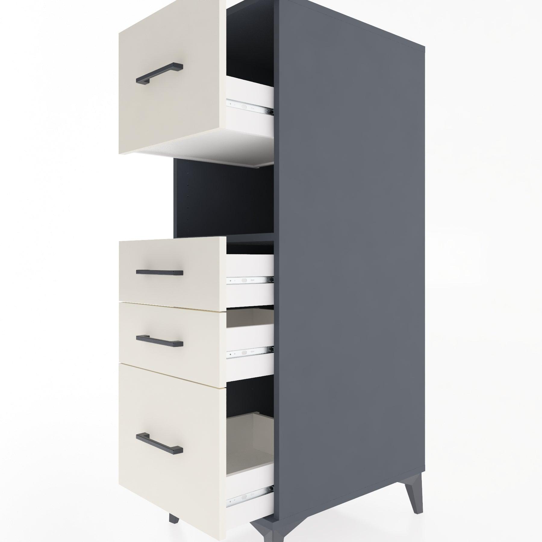 Woodntry Modular Cabinet Anthracite 44x30x122 cm with Drawers and Shelves CR38-2