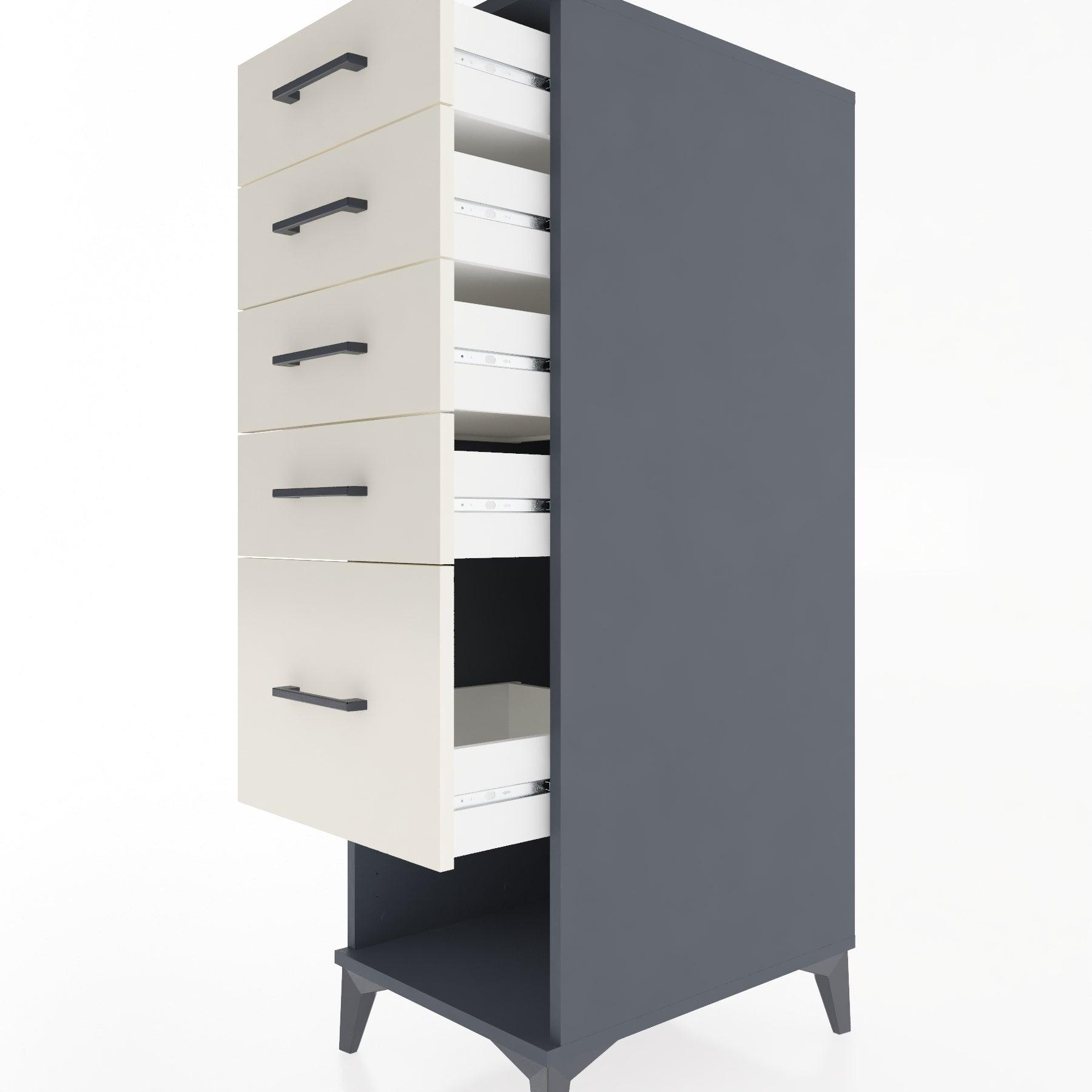 Woodntry Modular Cabinet Anthracite 44x30x122 cm with Drawers and Shelves CR88-2