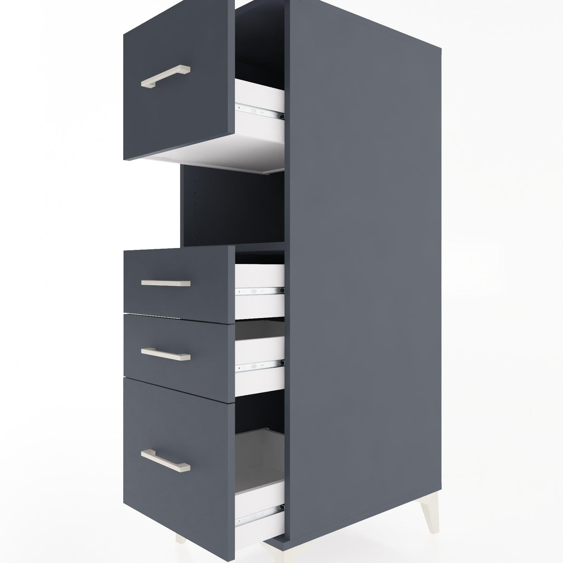 Woodntry Modular Cabinet Anthracite 44x30x122 cm with Drawers and Shelves CR38-2