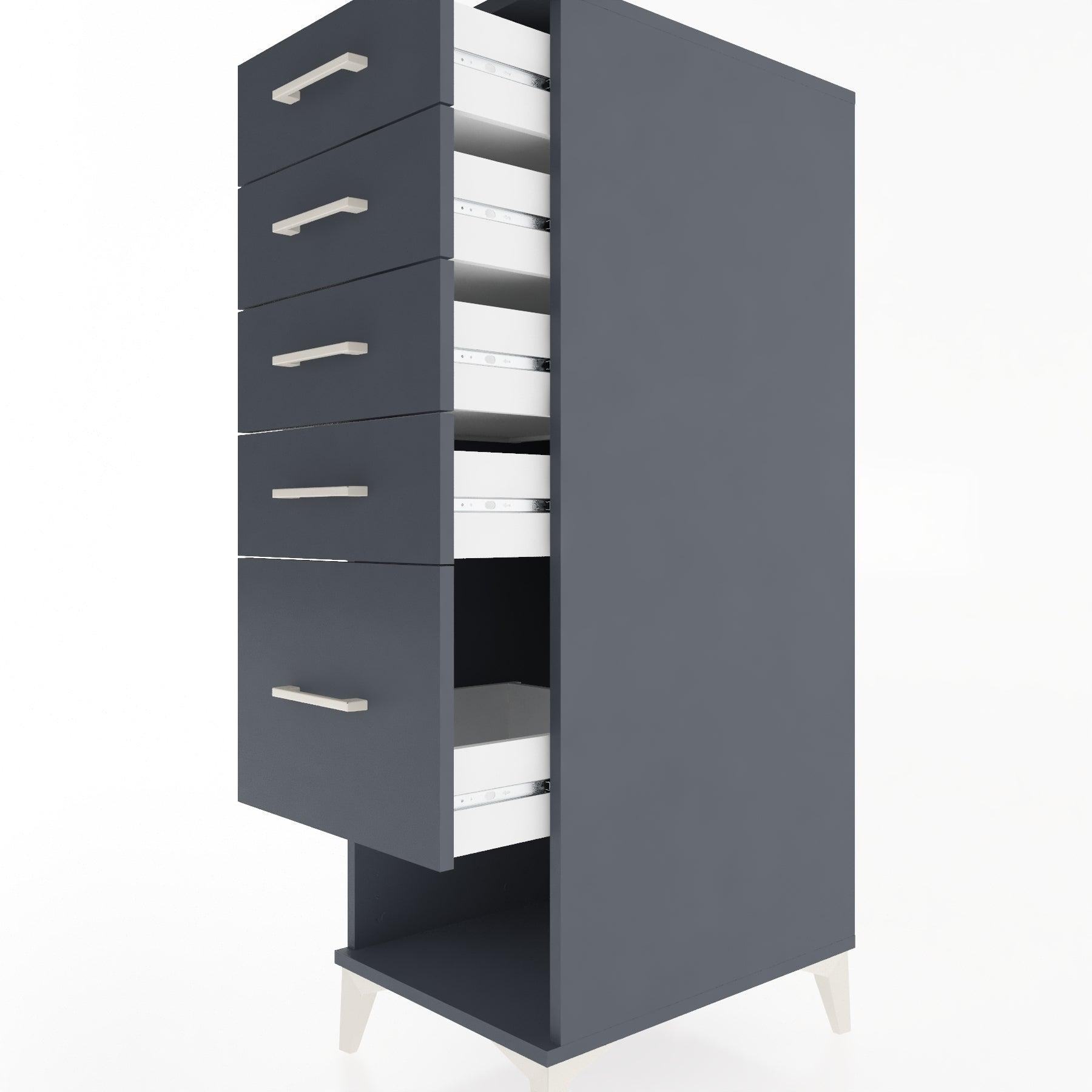 Woodntry Modular Cabinet Anthracite 44x30x122 cm with Drawers and Shelves CR88-2