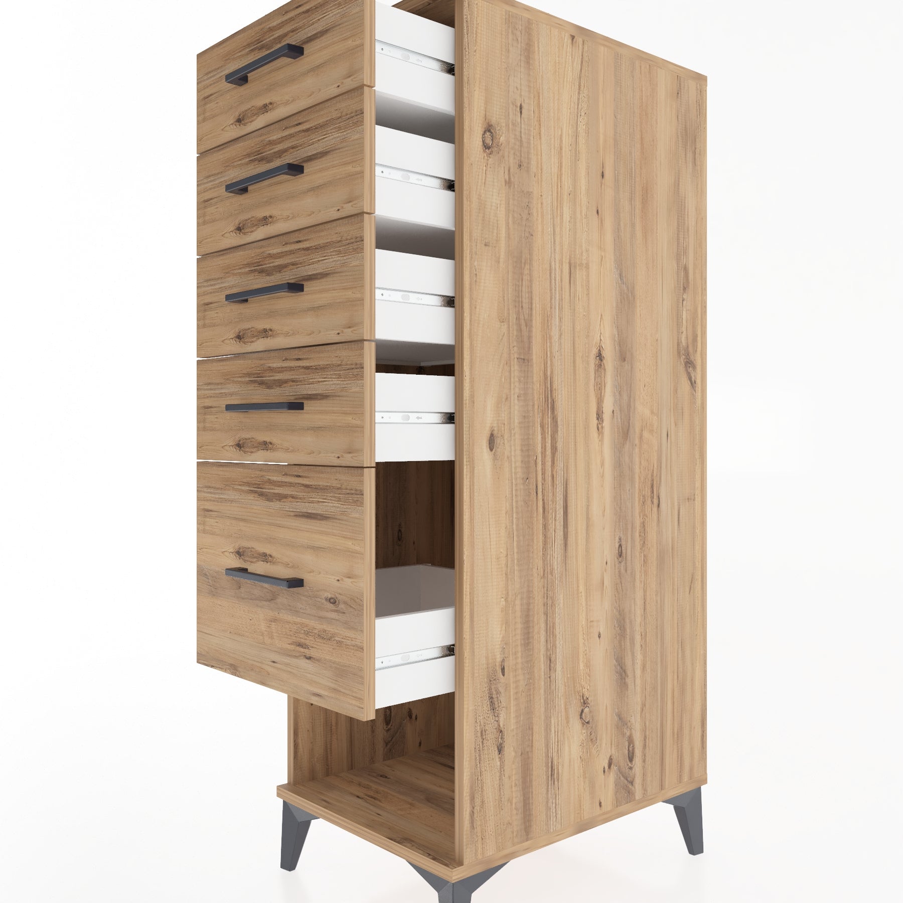 Woodntry Modüler Dolap Çam 44x59x122 cm Çekmeceli ve Raflı CR88-3