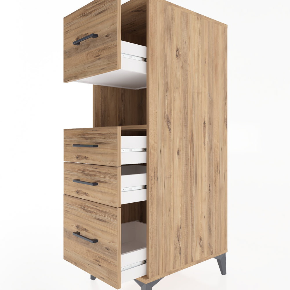 Woodntry Modular Cabinet Pine 44x59x122 cm with Drawers and Shelves CR38-3