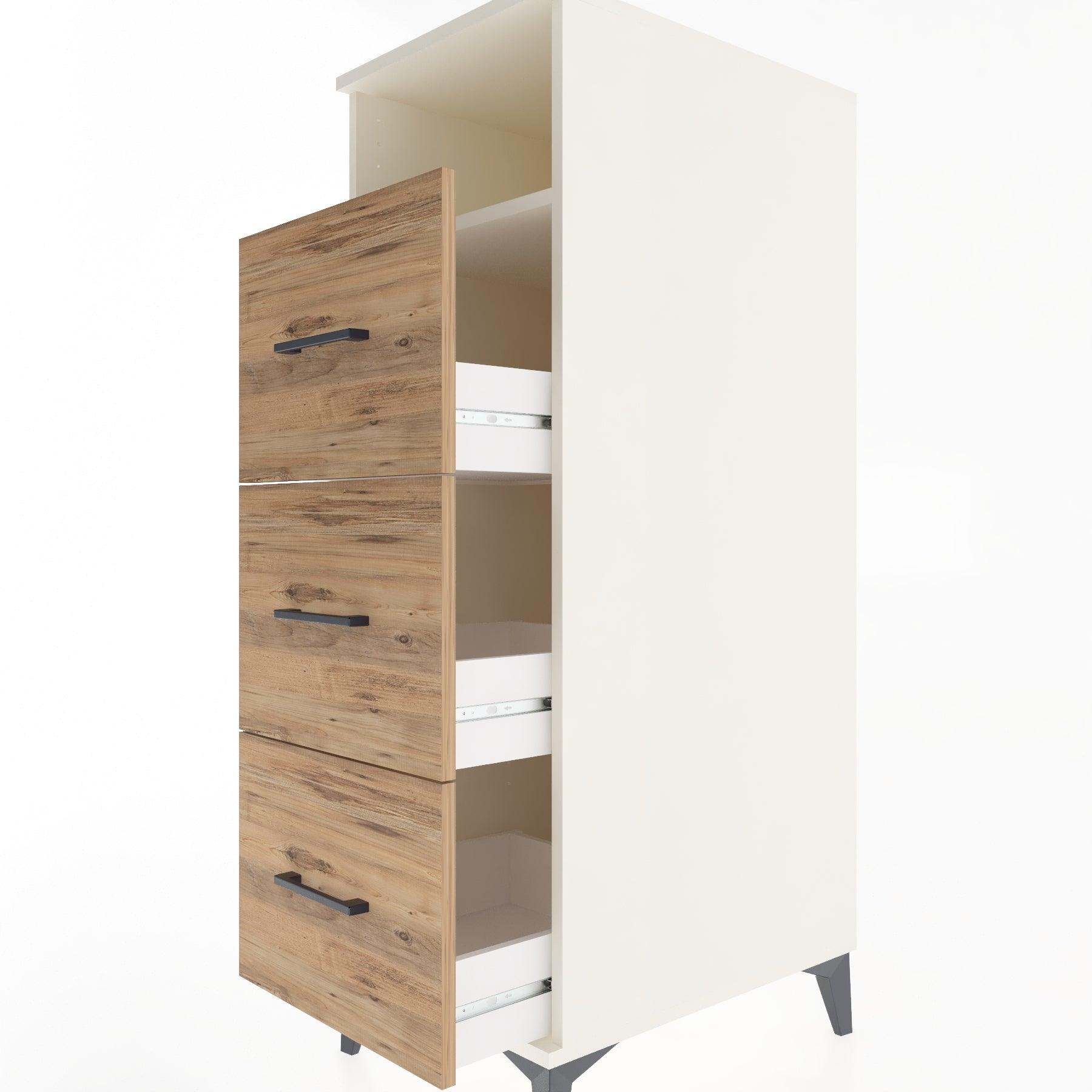Woodntry Modular Cabinet Moonstone 44x30x122 cm with Drawers and Shelves CR39-1