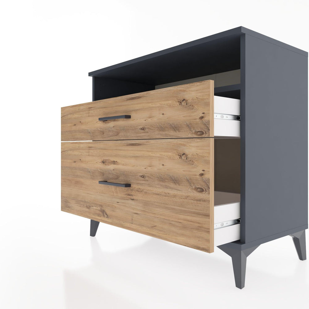 Woodntry Modüler Şifonyer Antrasit 88x44x68 cm Çekmeceli ve Raflı CR39-2