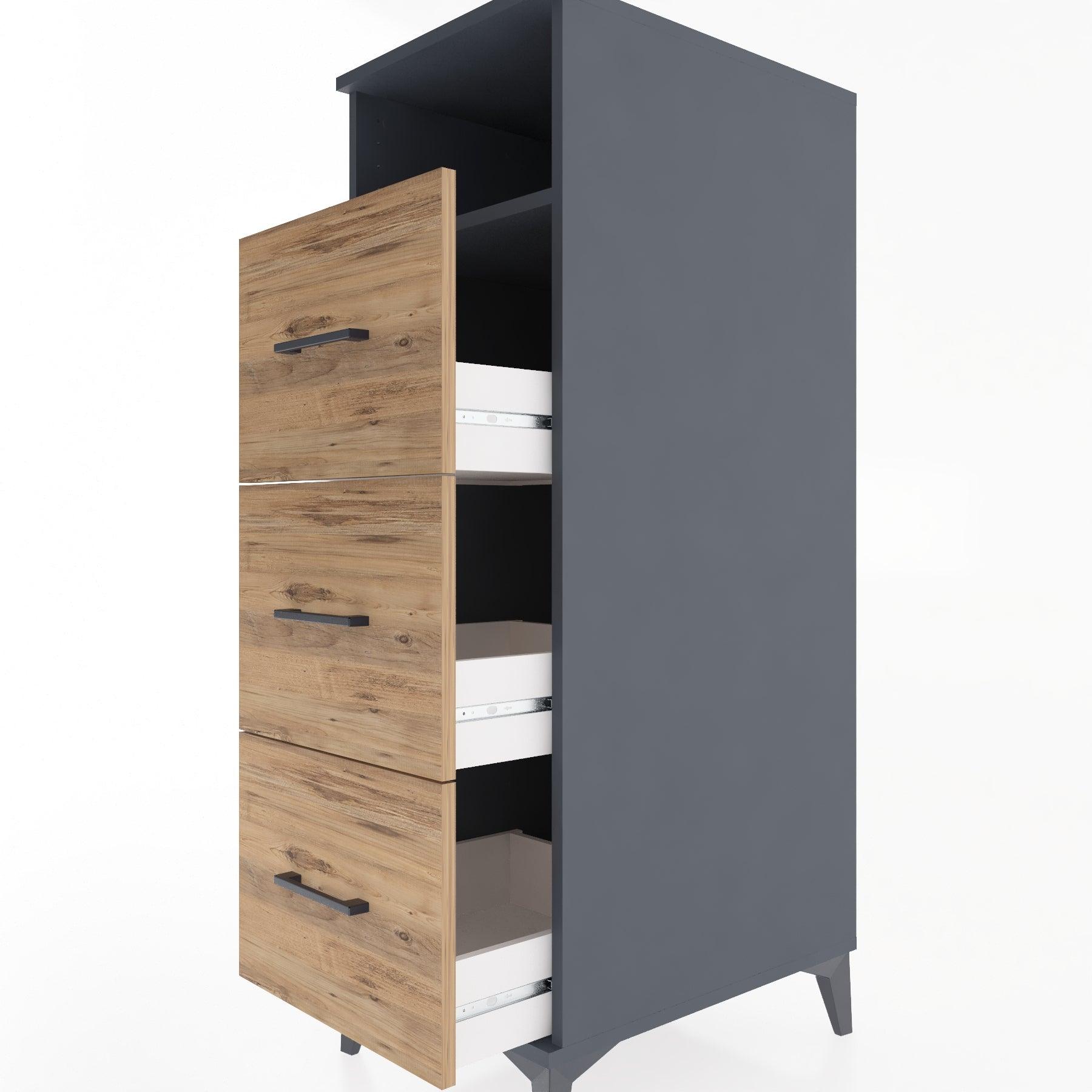 Woodntry Modular Cabinet Anthracite 44x30x122 cm with Drawers and Shelves CR39-2