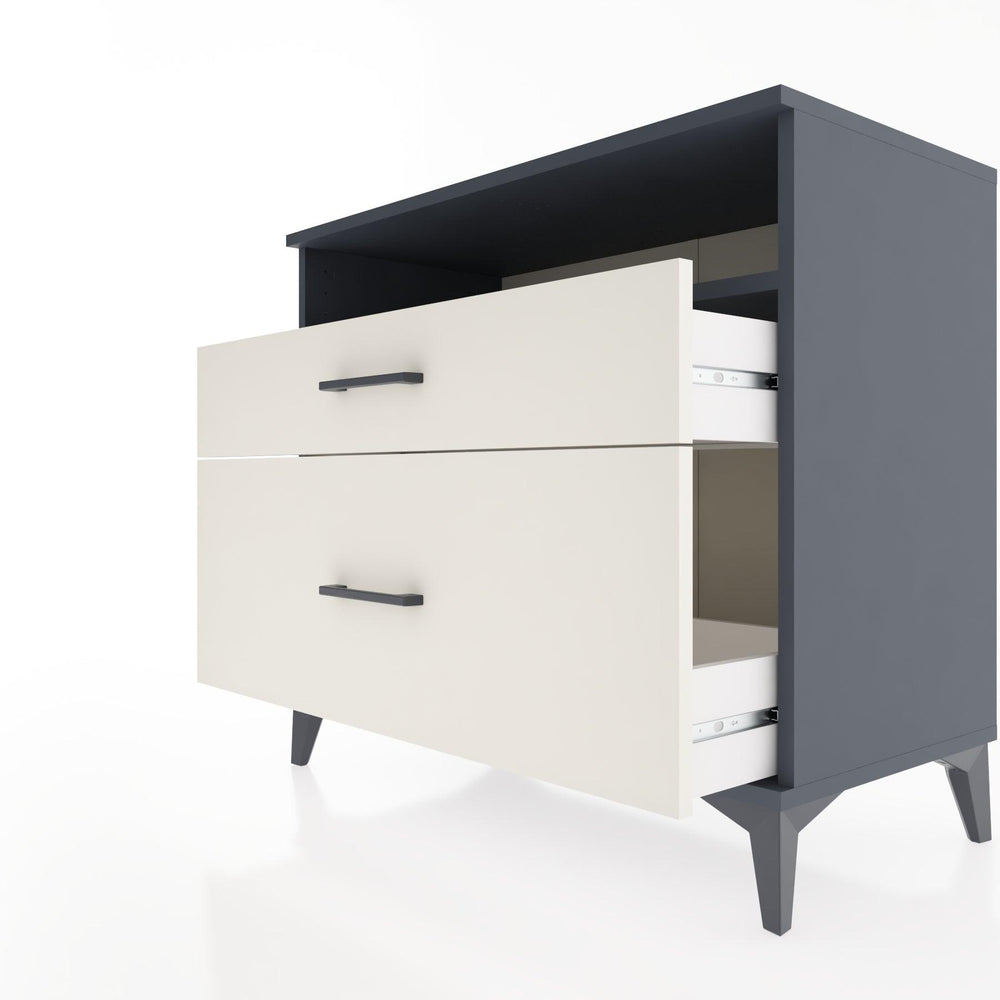 Woodntry Modüler Şifonyer Antrasit 88x44x68 cm Çekmeceli ve Raflı CR39-2