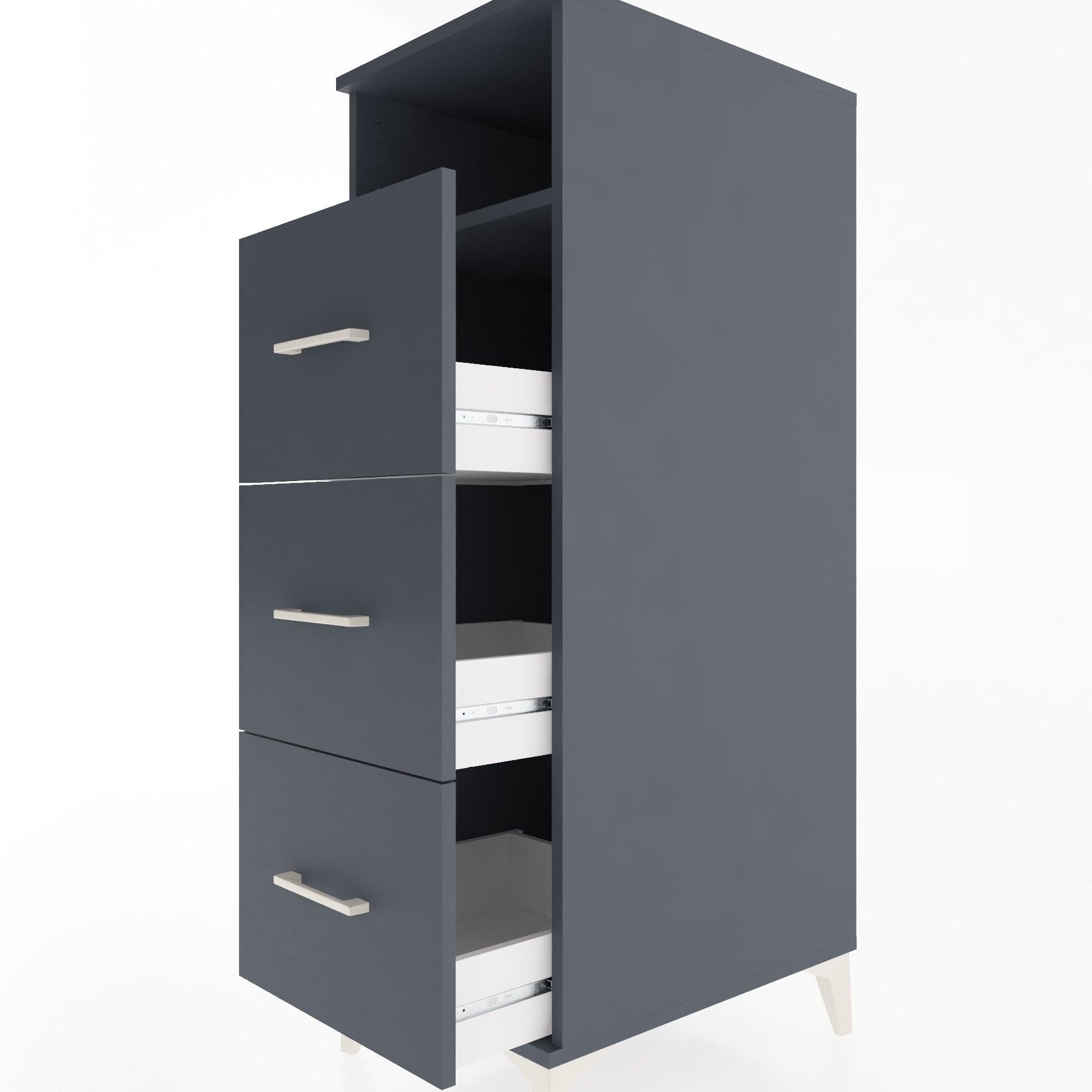 Woodntry Modular Cabinet Anthracite 44x30x122 cm with Drawers and Shelves CR39-2