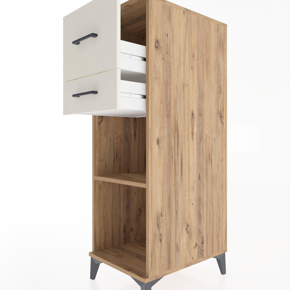 Woodntry Modüler Dolap Çam 44x30x122 cm Çekmeceli ve Raflı CR89-3