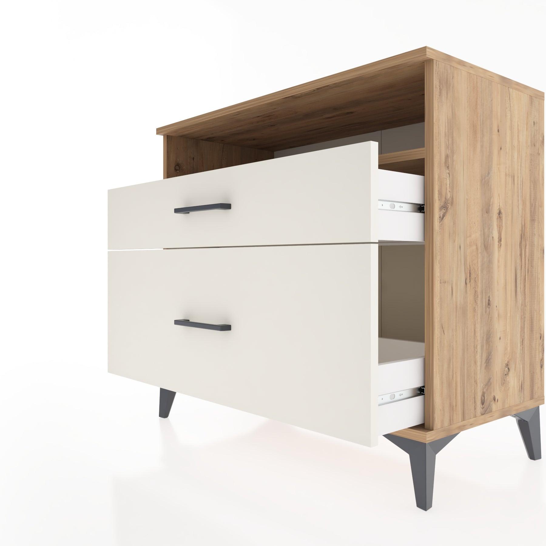 Woodntry Modüler Şifonyer Çam 88x44x68 cm Çekmeceli ve Raflı CR39-3