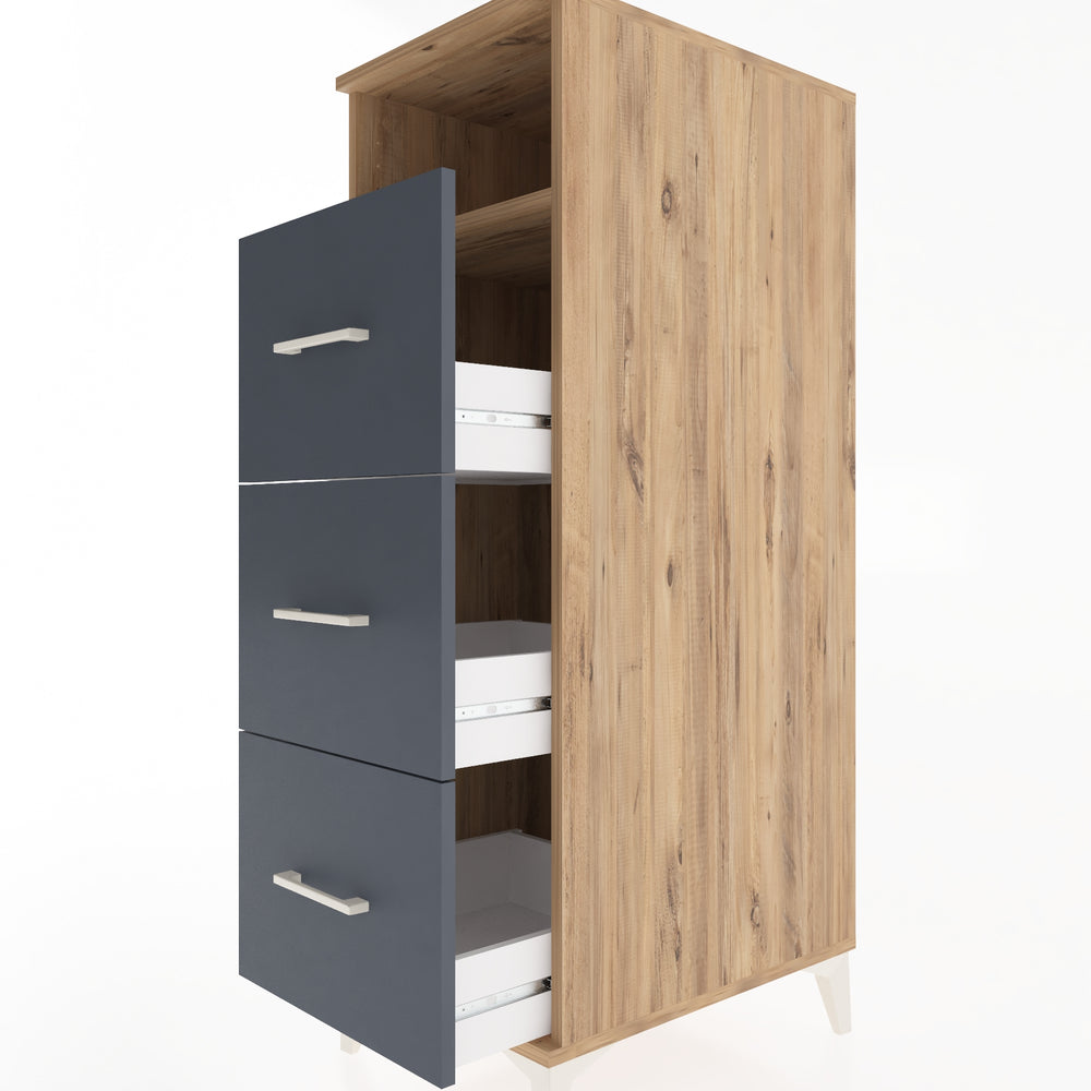 Woodntry Modular Cabinet Pine 44x59x122 cm with Drawers and Shelves CR39-3
