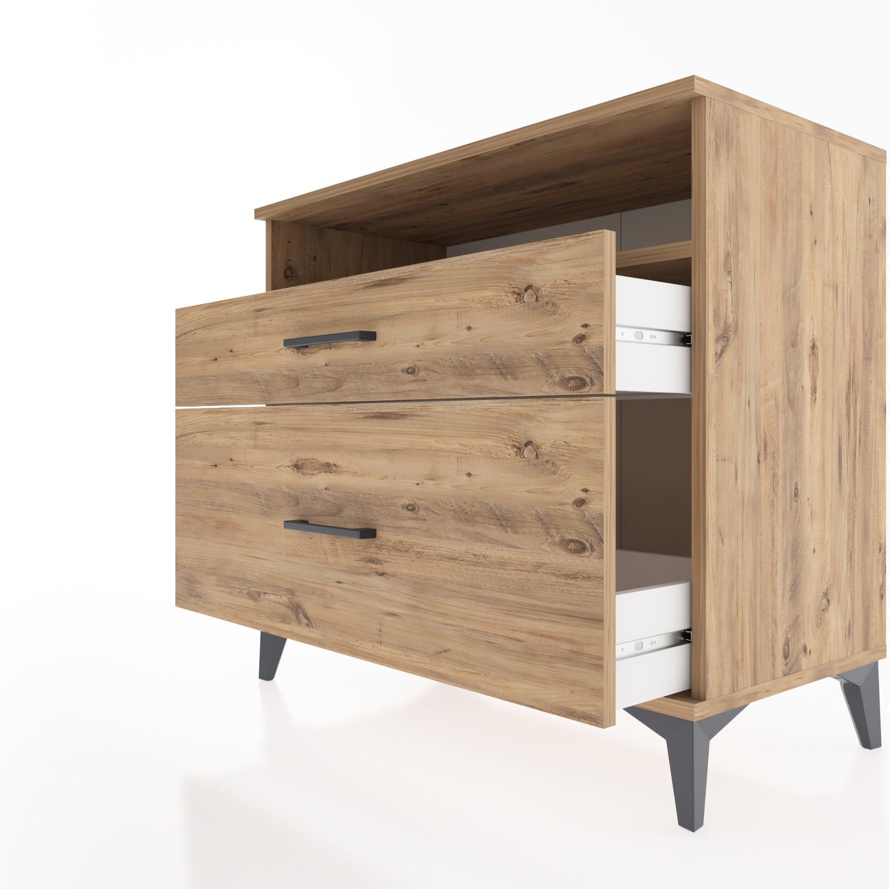 Woodntry Modüler Şifonyer Çam 88x44x68 cm Çekmeceli ve Raflı CR39-3